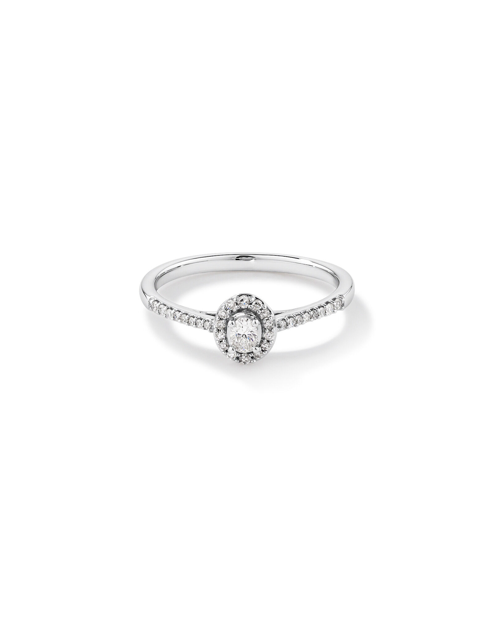 Oval Halo Engagement Ring with 0.20TW of Diamonds in 10k White Gold