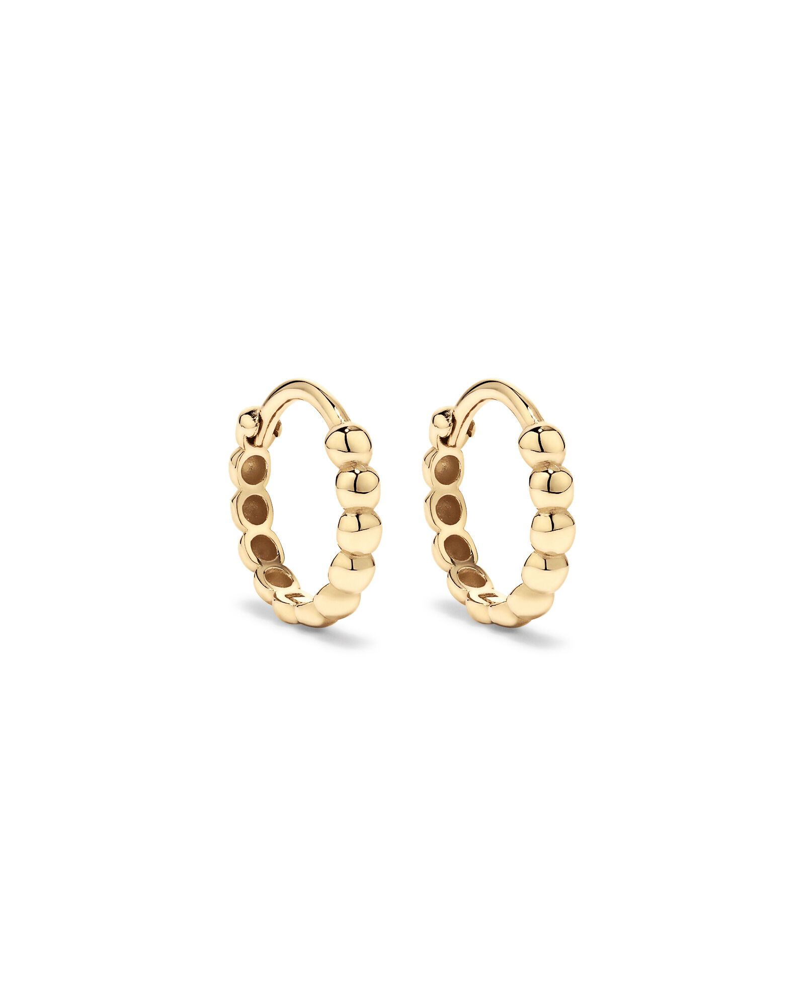 12mm Medium Beaded Huggie Earrings in 10kt Yellow Gold