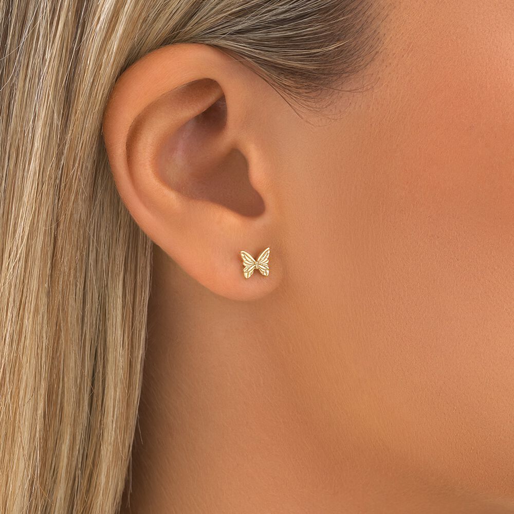 Butterfly Stud Earrings in 10kt Yellow Gold
