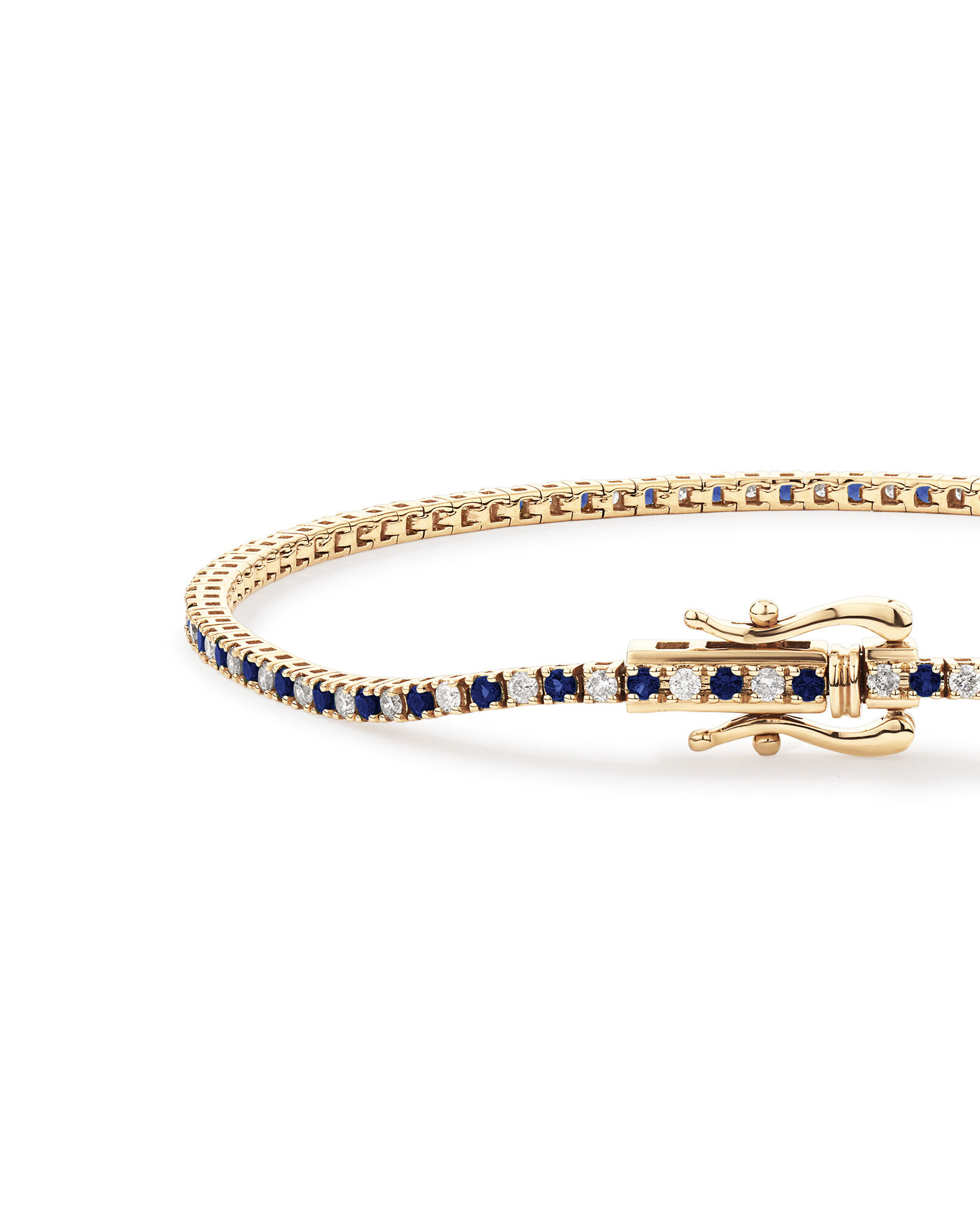 0.68 Carat TW Diamond and Created Sapphire Tennis Bracelet in 10kt Yellow Gold