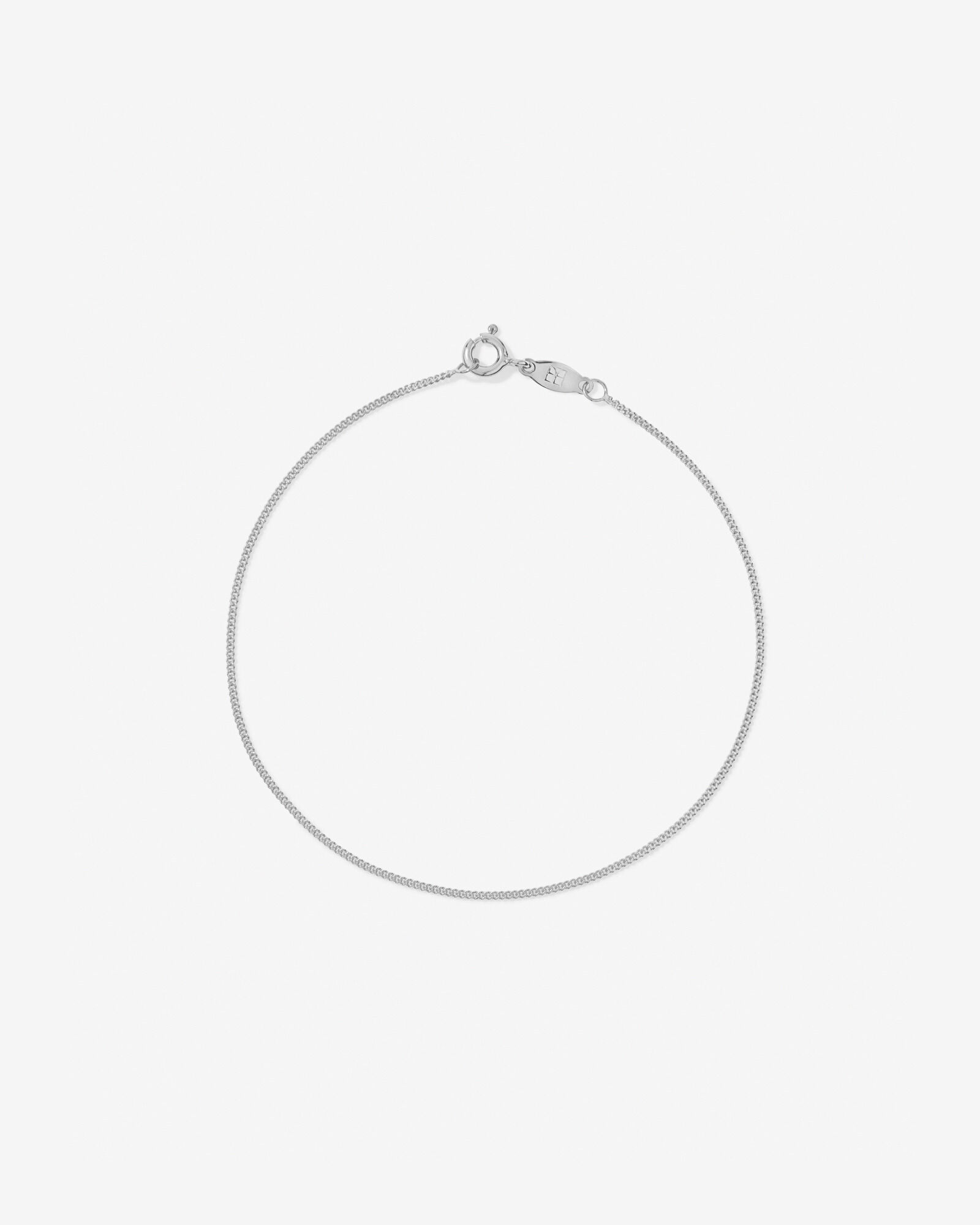 21cm (17") 1.05mm Width Solid Diamond Cut Curb Bracelet in 10kt White Gold