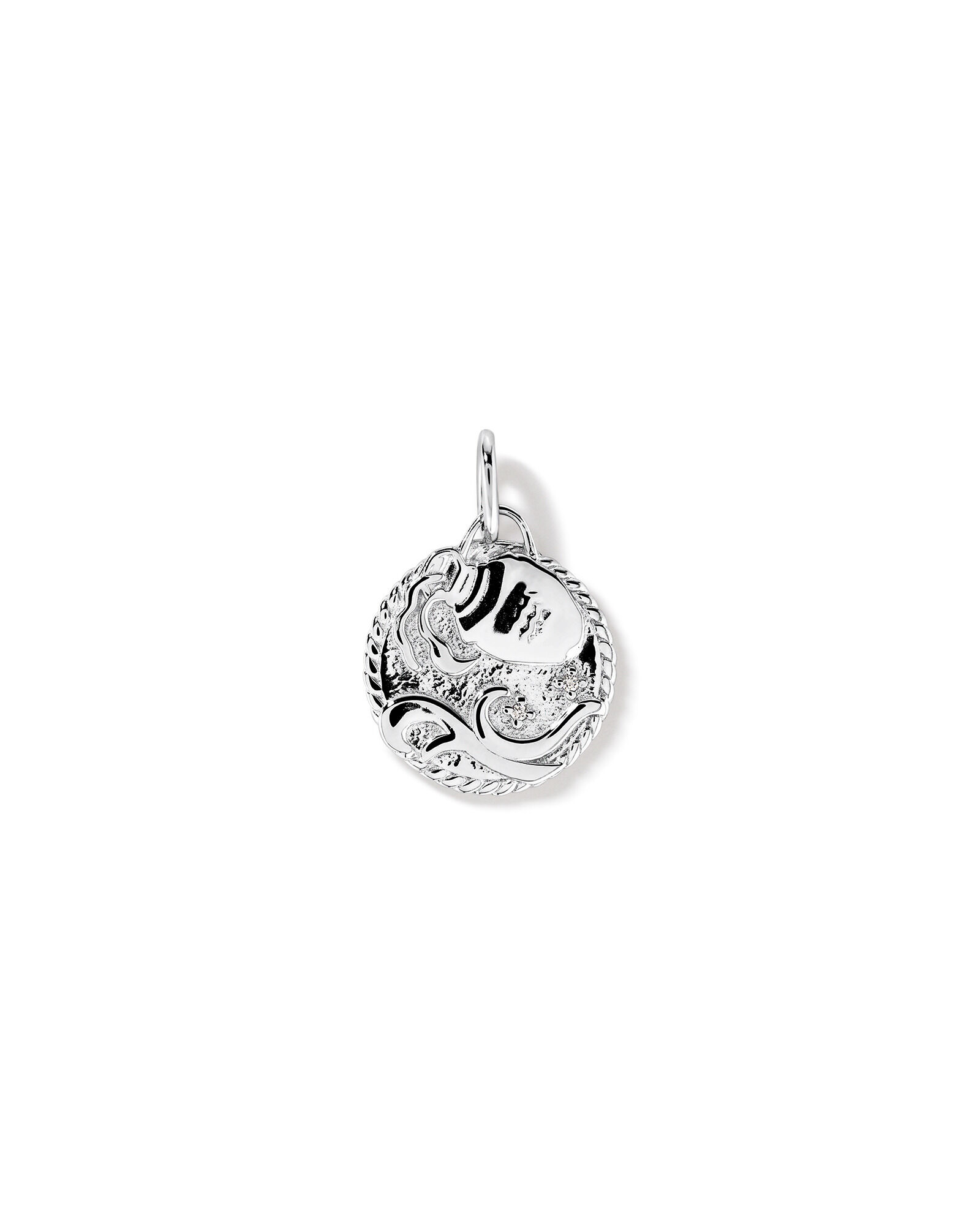 Diamond Accent Aquarius Zodiac Pendant in Sterling Silver
