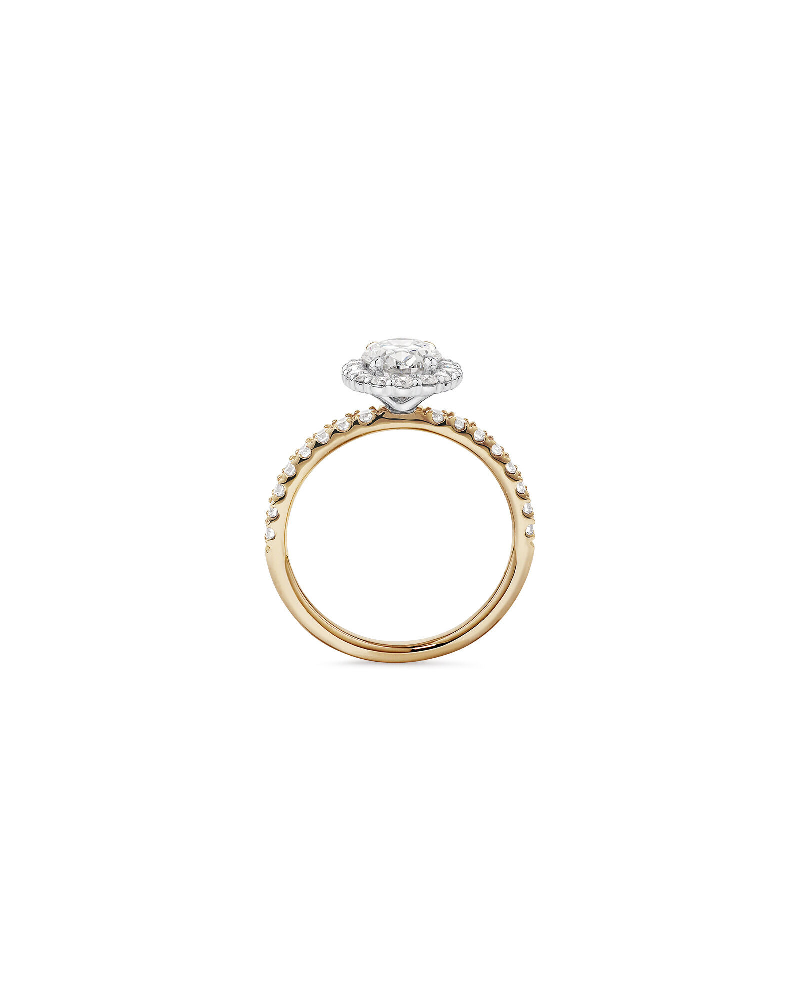 1.78 Carat TW Oval Laboratory-Grown Diamond Halo Engagement Ring in 14kt Yellow and White Gold