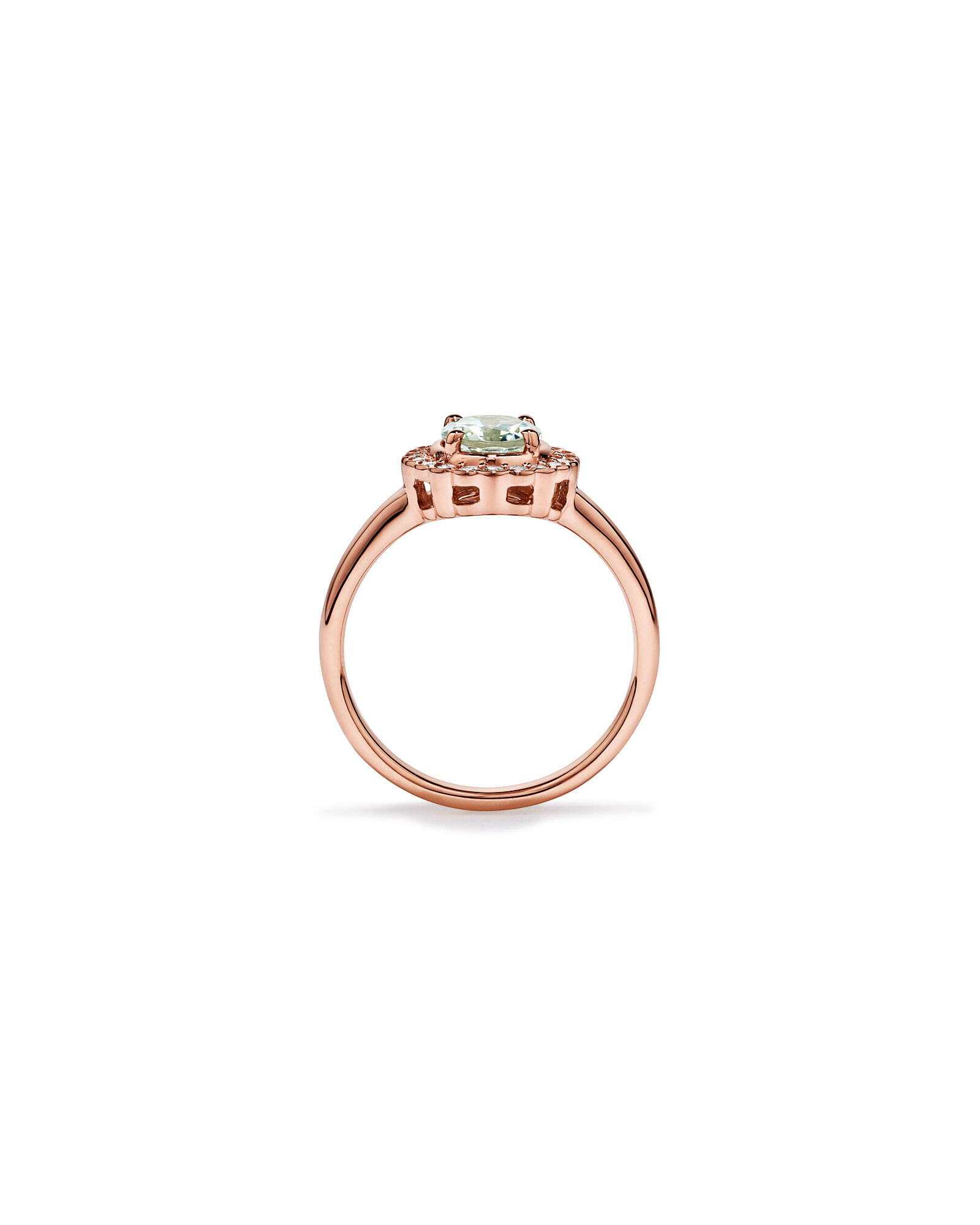 Am&eacute;thyste verte et 0,20TW de bague halo en diamant en or rose 10 carats