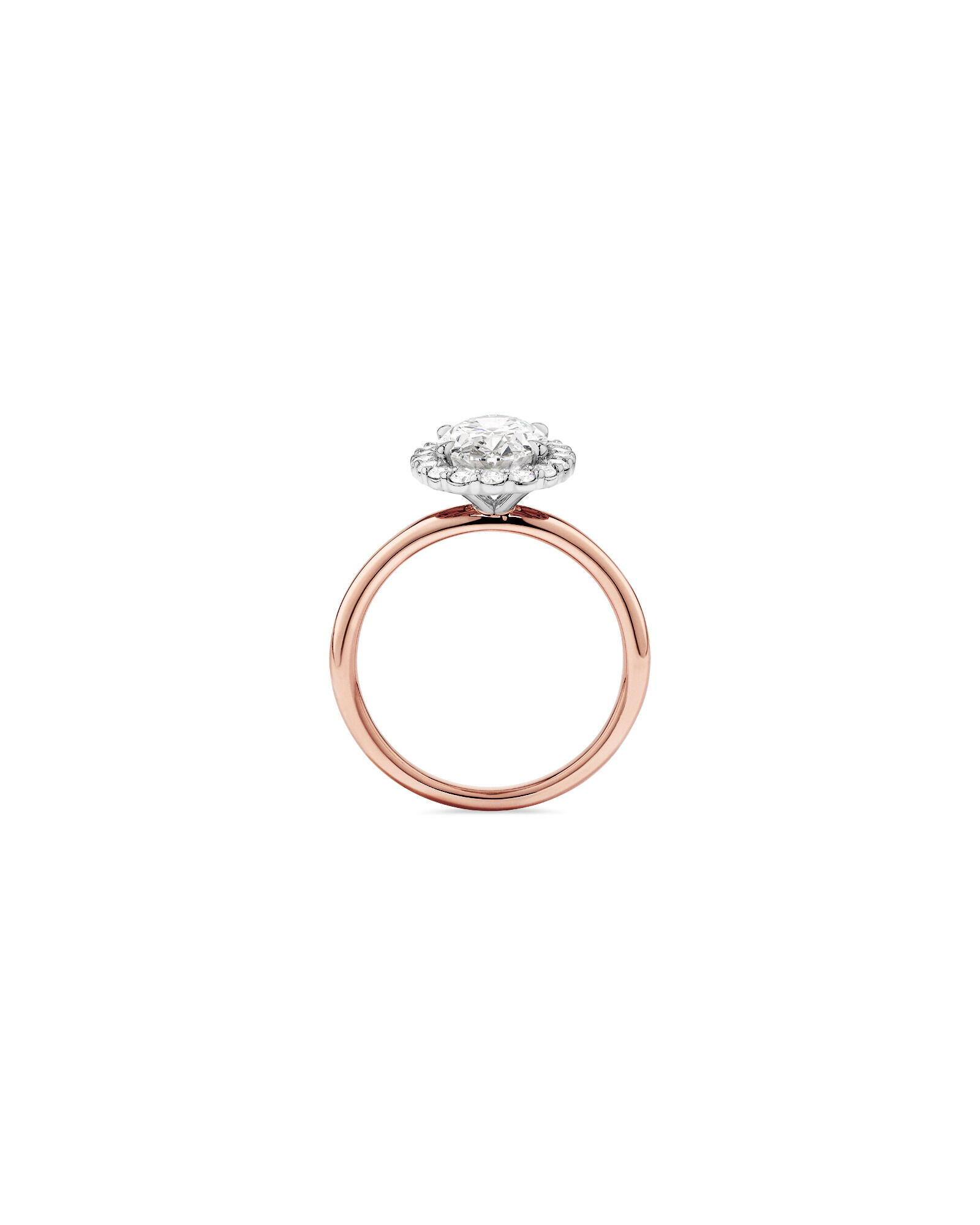2.34 Carat TW Oval Cut Laboratory-Grown Diamond Halo Engagement Ring in 14kt Rose and White Gold