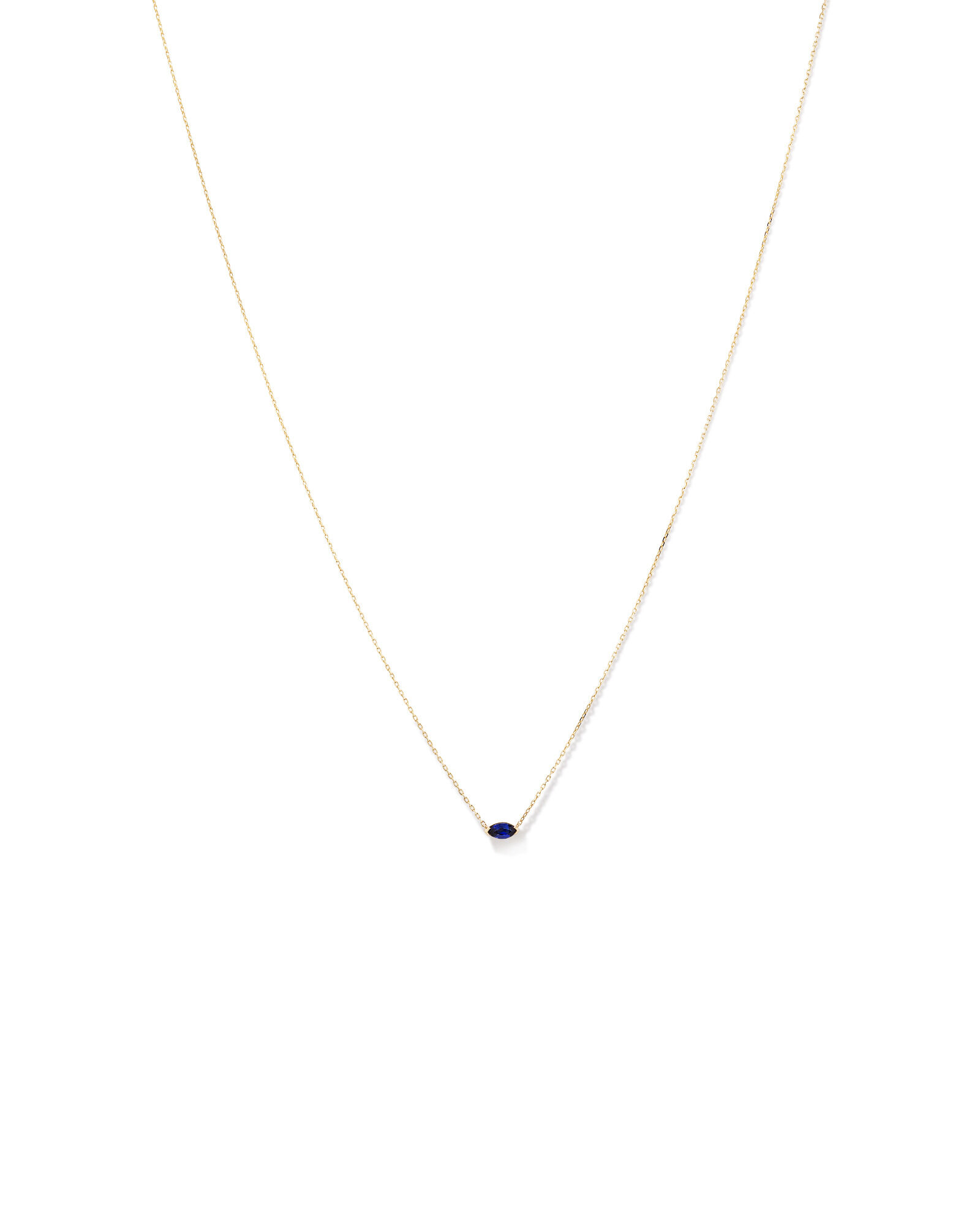 East West Marquise-Cut Created Sapphire Necklace in 10kt Yellow Gold