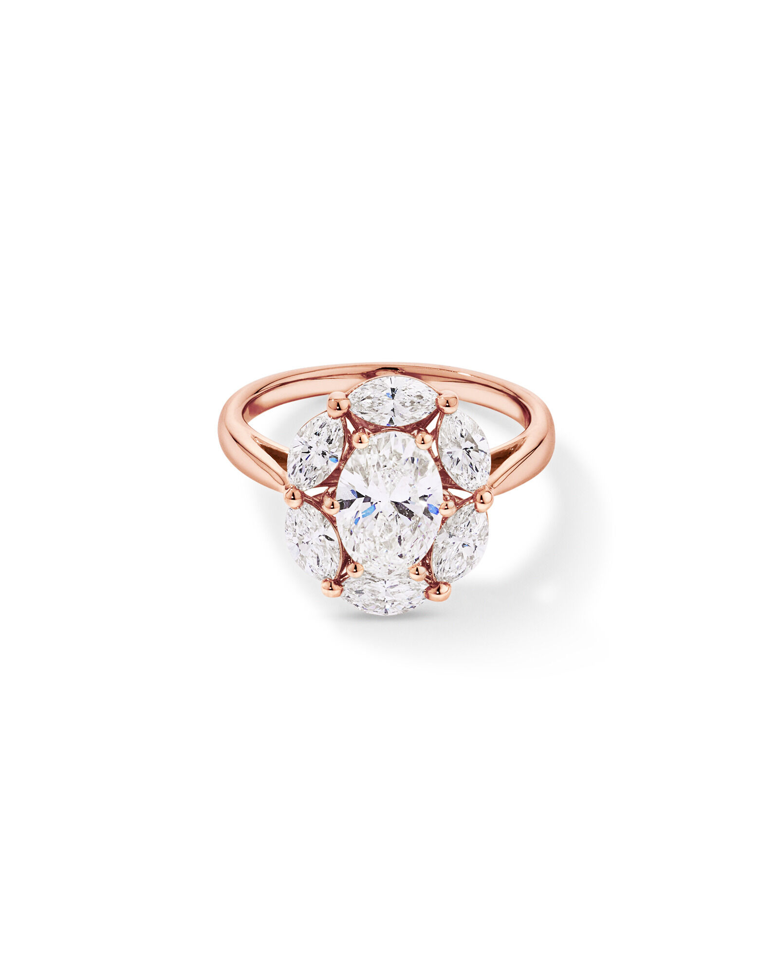2.68 Carat TW Oval and Marquise Laboratory-Grown Diamond Halo Ring in 14kt Rose Gold
