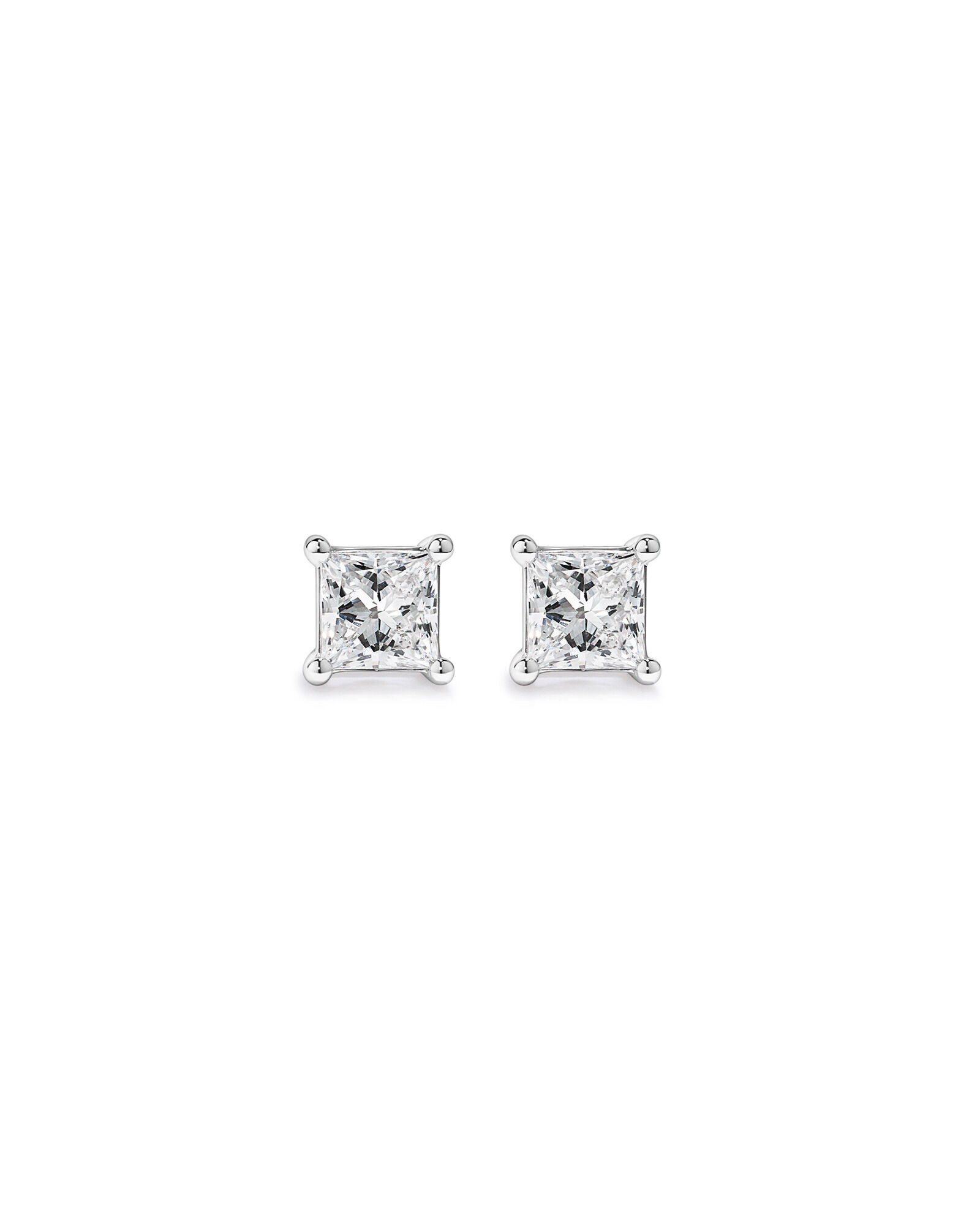 1.00TW Lab Diamond Princess Solitaire Studs 10kt White Gold