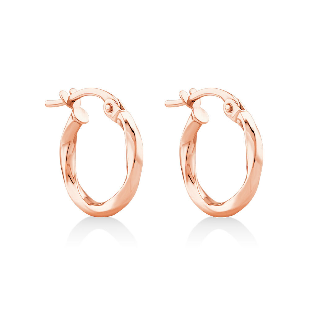Square Twist Hoop Earrings in 10kt Rose Gold