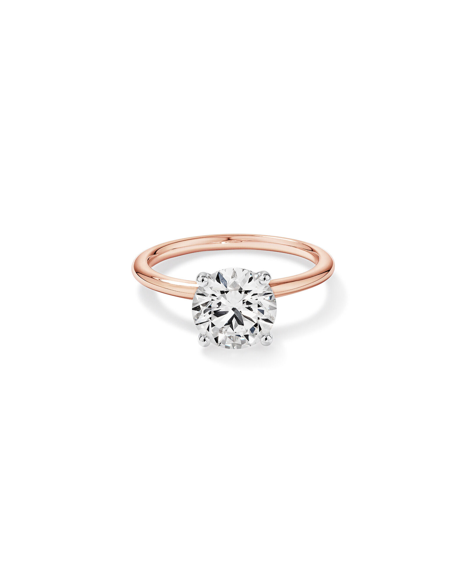 2 Carat TW Round Brilliant Laboratory-Grown Diamond Solitaire Engagement Ring in 14kt Rose and White Gold