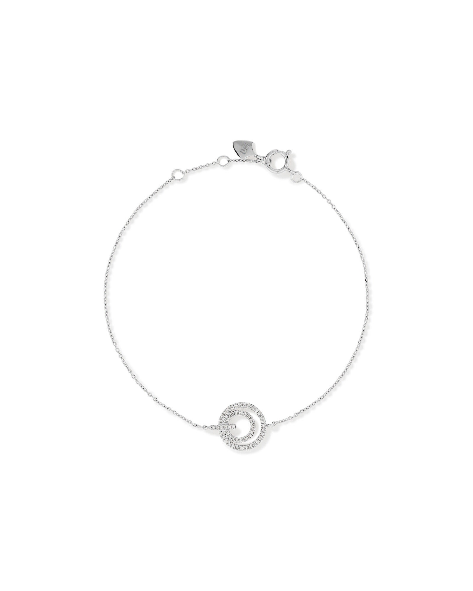 Fine Double Circle Diamond Bracelet in Sterling Silver
