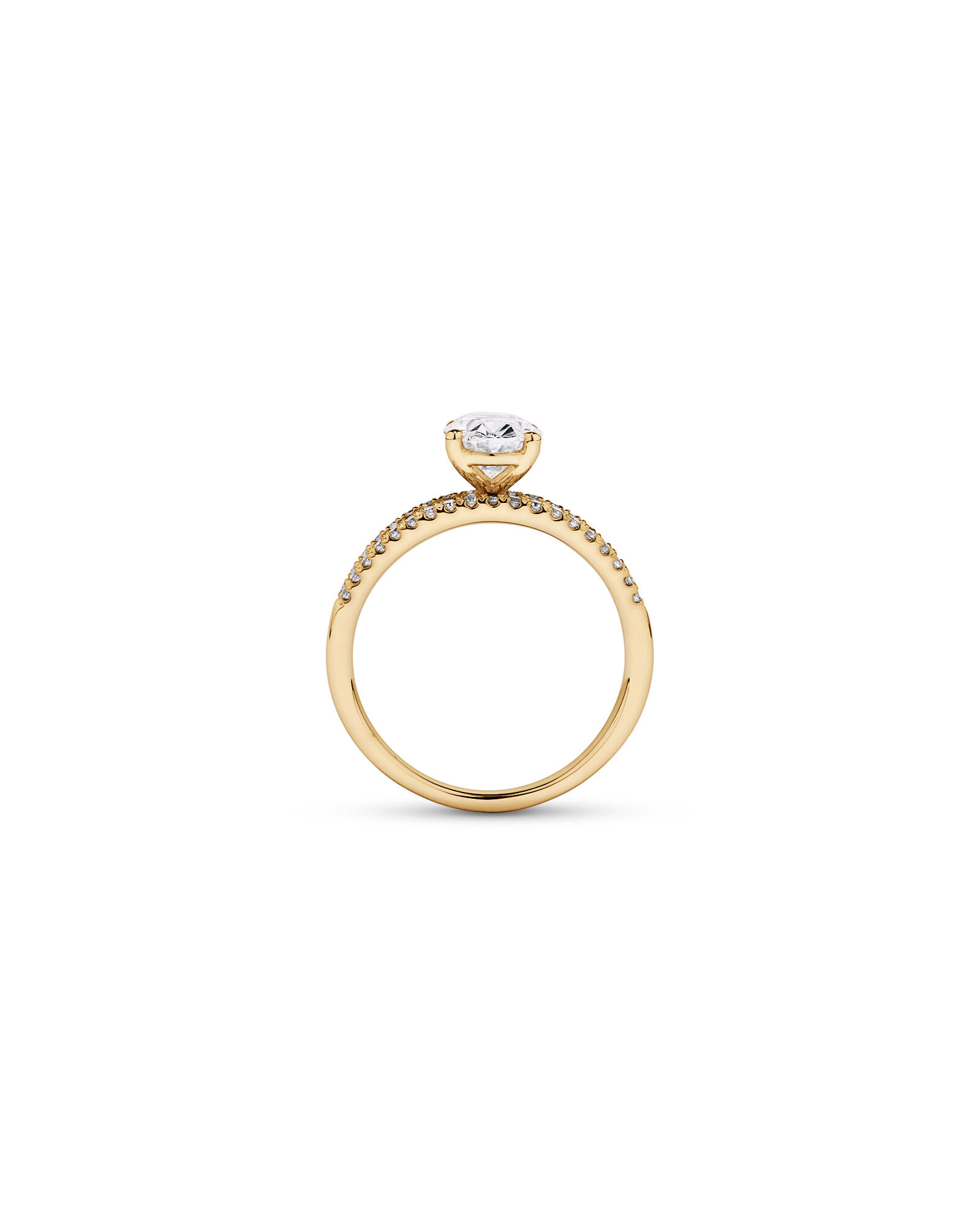 2.21 Carat TW Oval and Baguette Laboratory-Grown Side Accent Diamond Ring in 14kt Yellow Gold