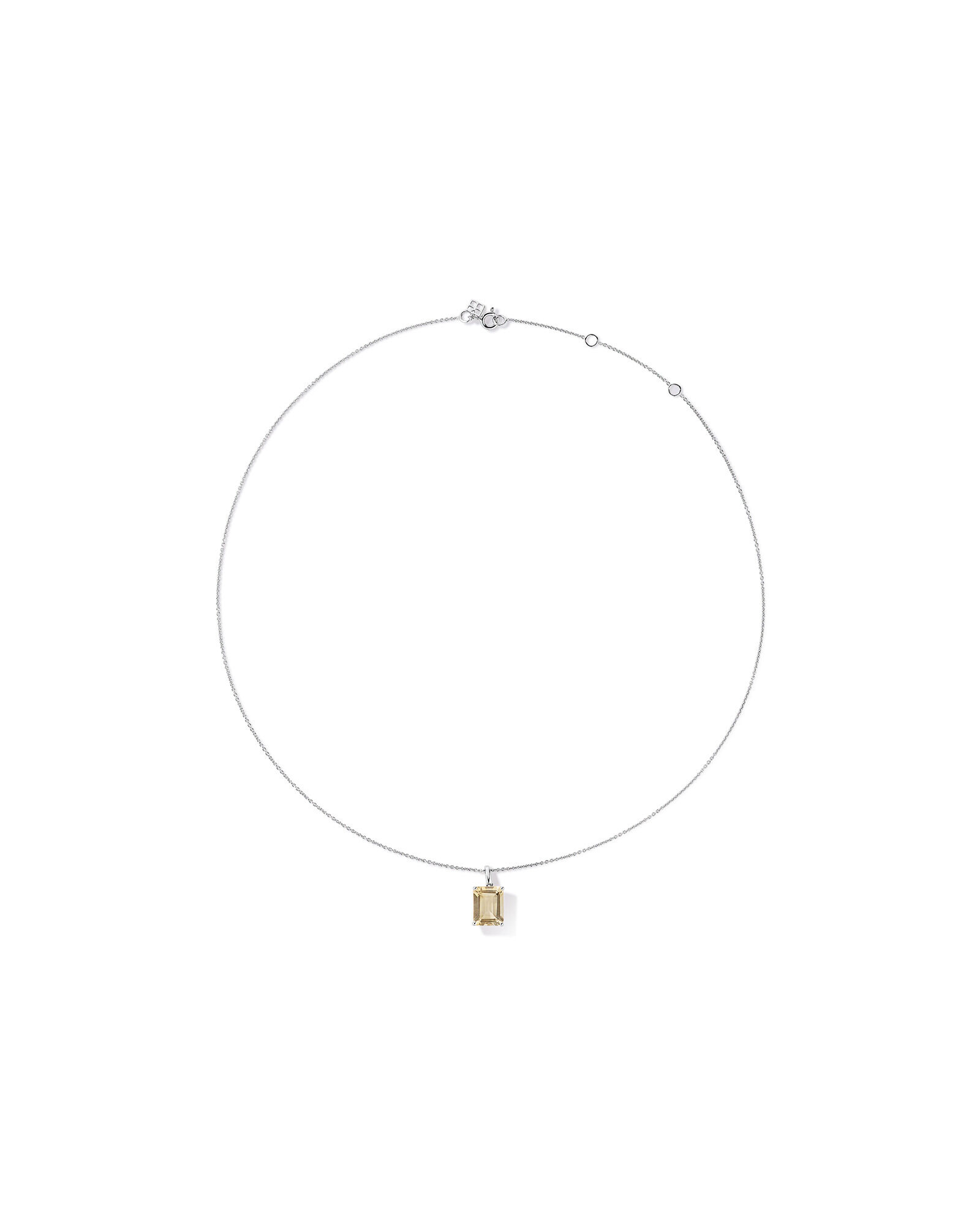 Pendentif en citrine champagne douce taille &eacute;meraude avec cha&icirc;ne en argent sterling