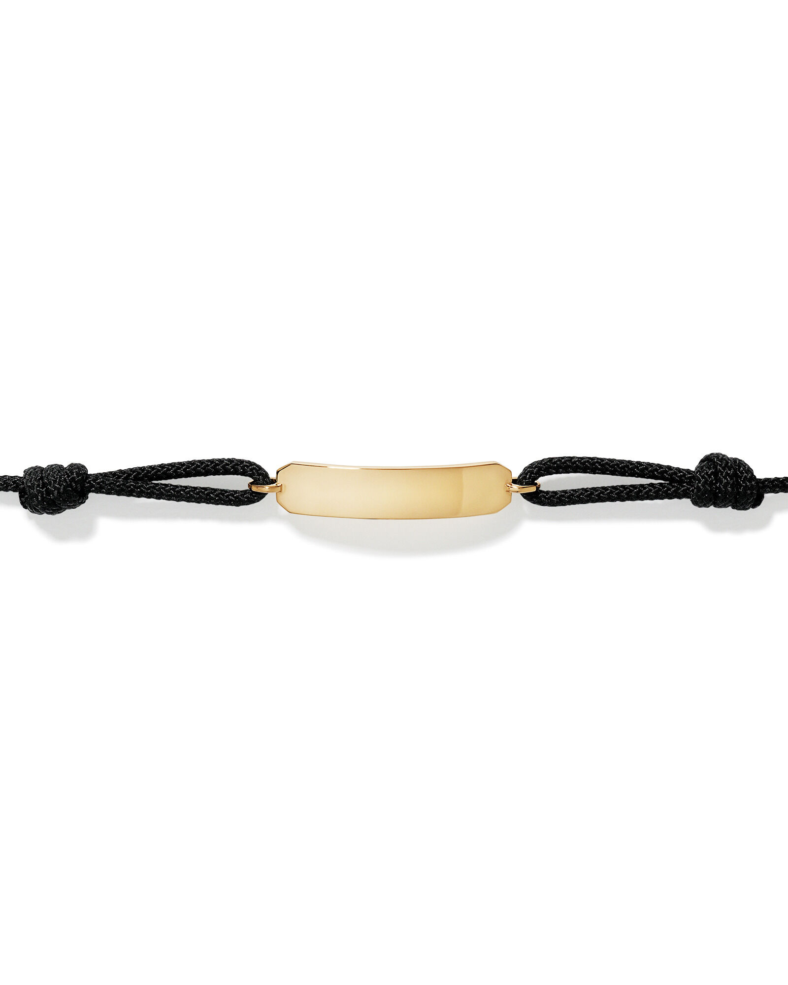 Engravable Black Cord ID Bracelet in 10kt Gold