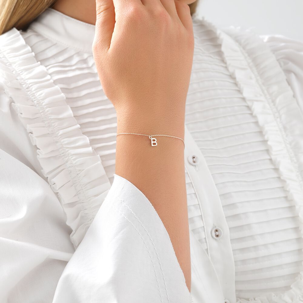 19cm (7.5") B Initial Bracelet in Sterling Silver