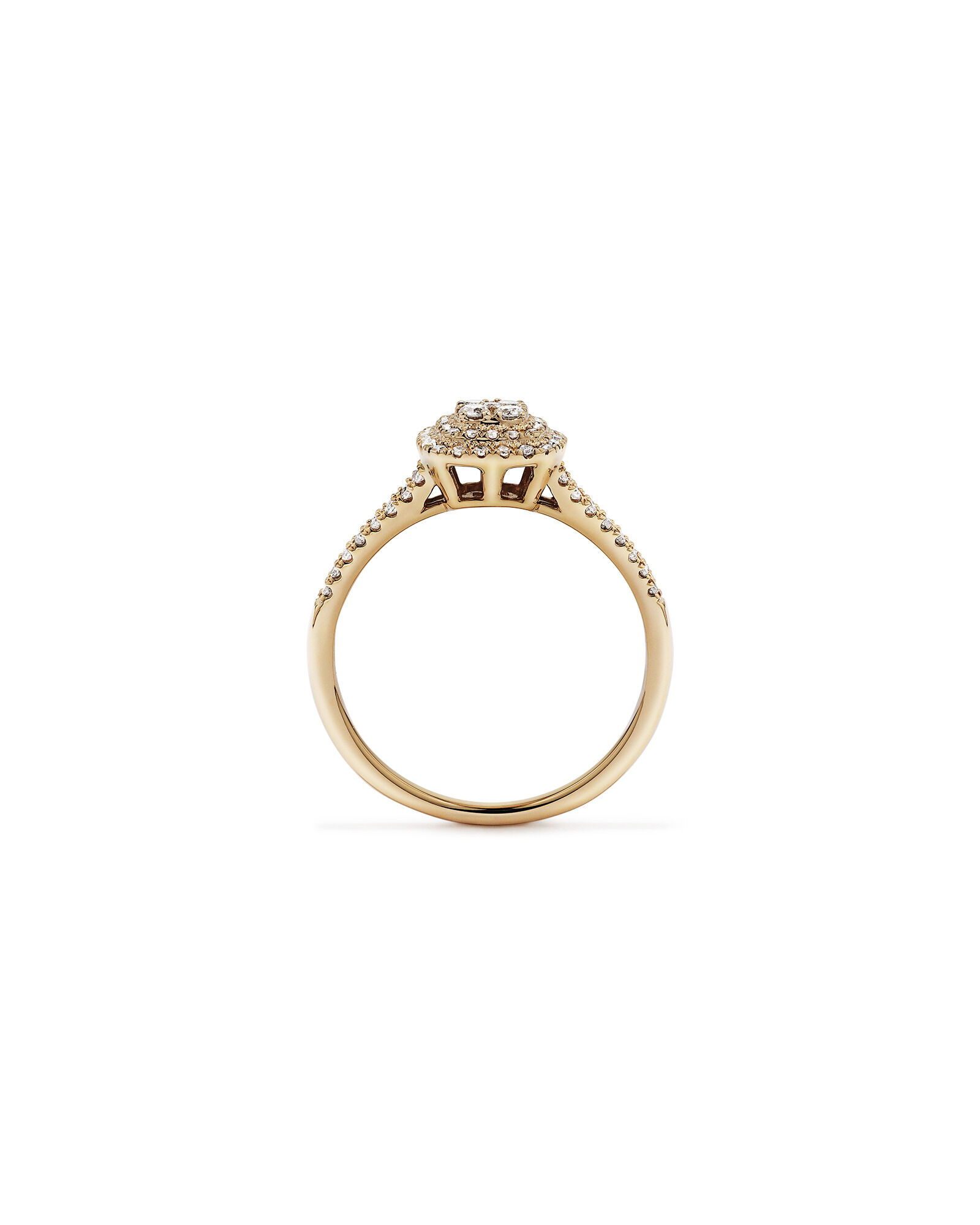 0.30 Carat TW Cushion Shaped Cluster Halo Diamond Ring in 10kt Yellow Gold
