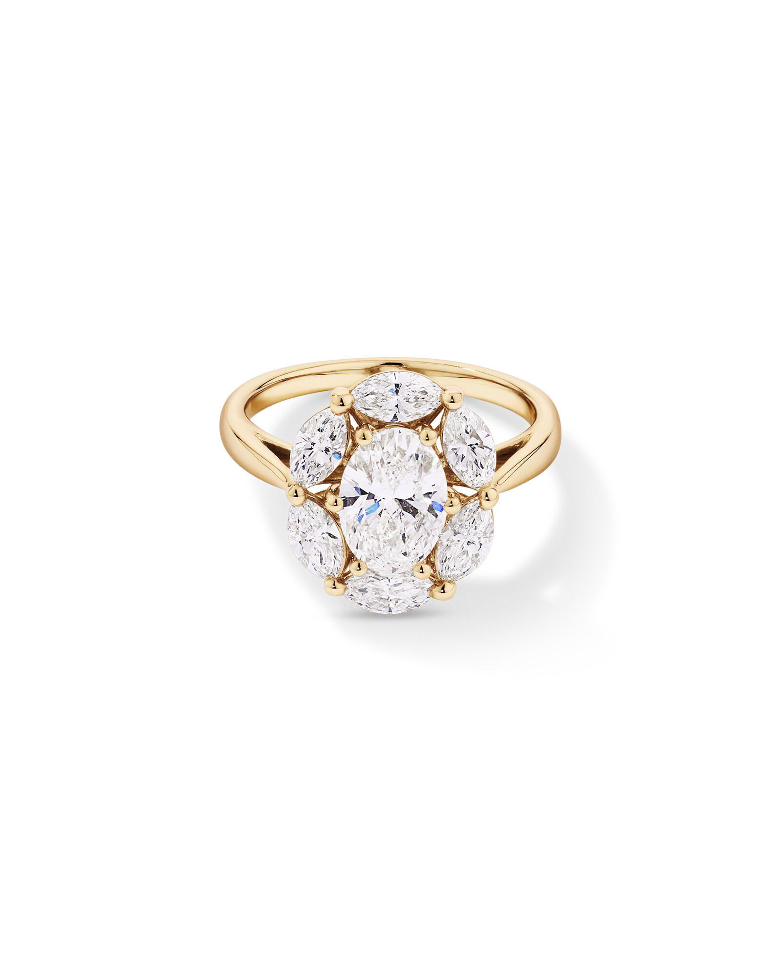 Bague ovale TW de 2,68 carats et halo en diamant cultiv&eacute;e par Marquise Laboratory, en or blanc 14kt