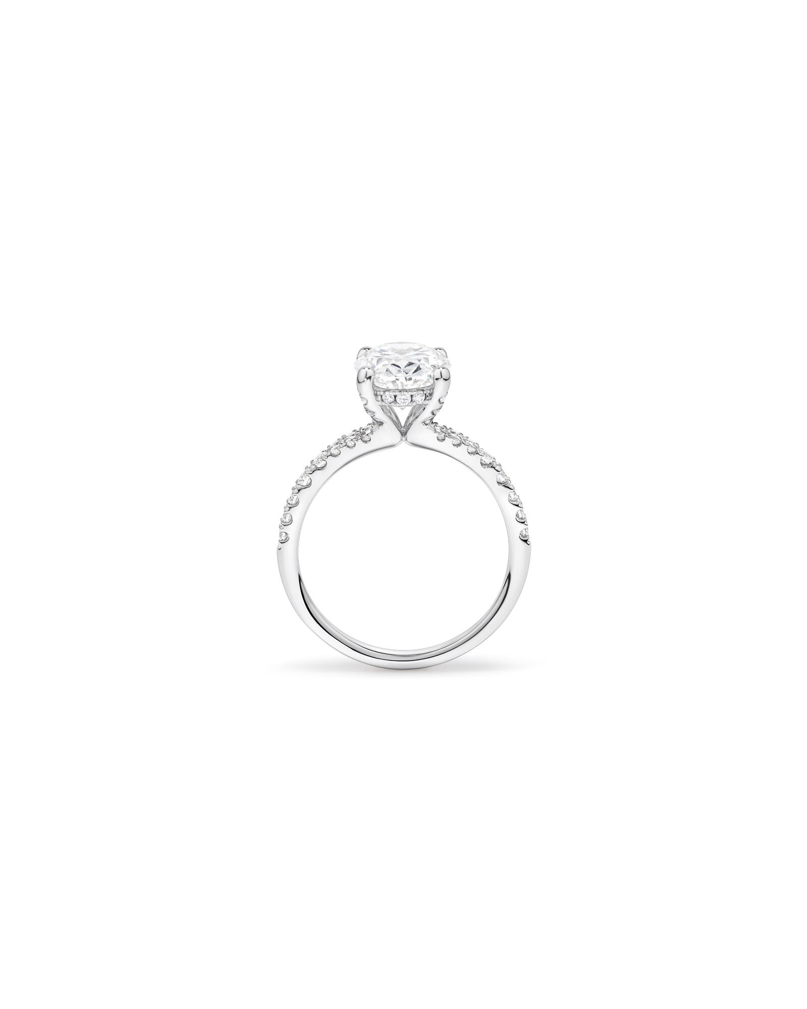 3.50 Carat TW Oval Cut Laboratory-Grown Diamond Engagement Ring in 18kt White Gold