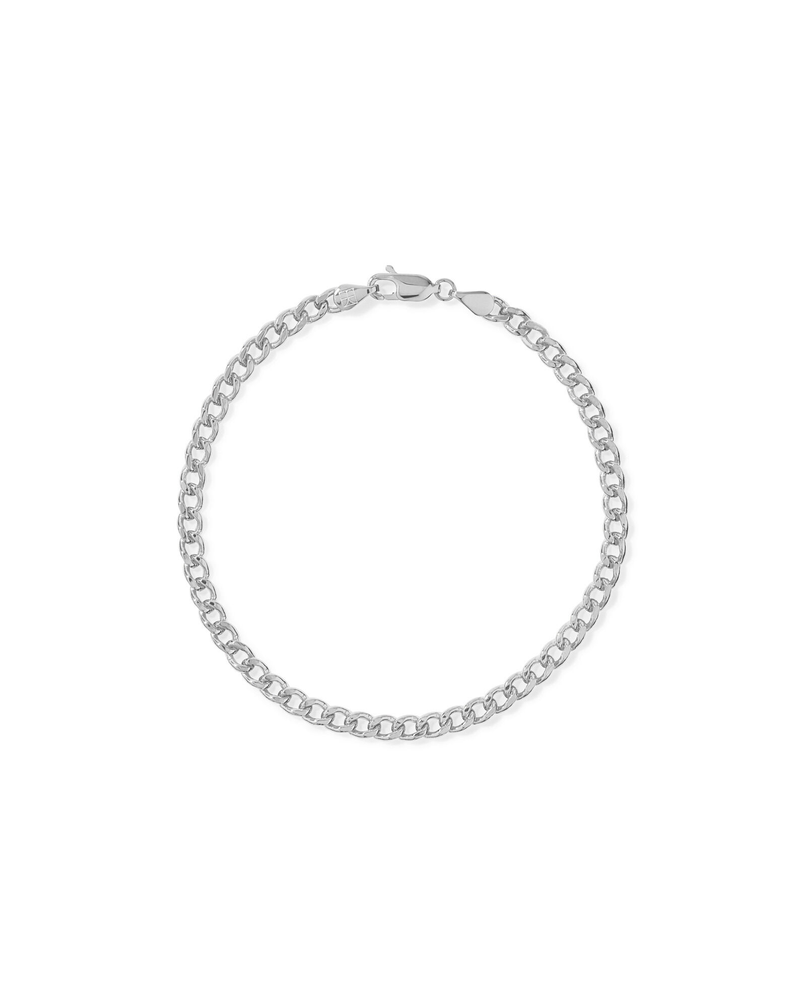 21cm (20") 3.75mm Width Semi Solid Diamond Cut Curb Bracelet in 10kt White Gold