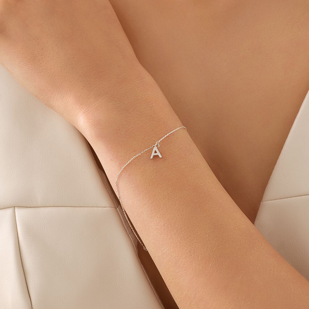 19cm (7.5") A Initial Bracelet in Sterling Silver