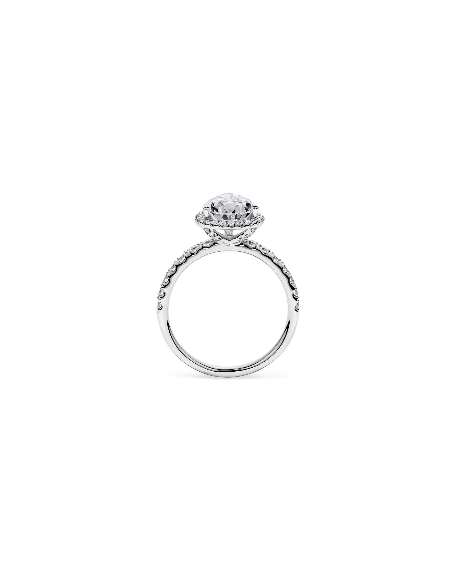 3.60 Carat TW Pear Cut Laboratory-Grown Diamond Halo Engagement Ring in 18kt White Gold