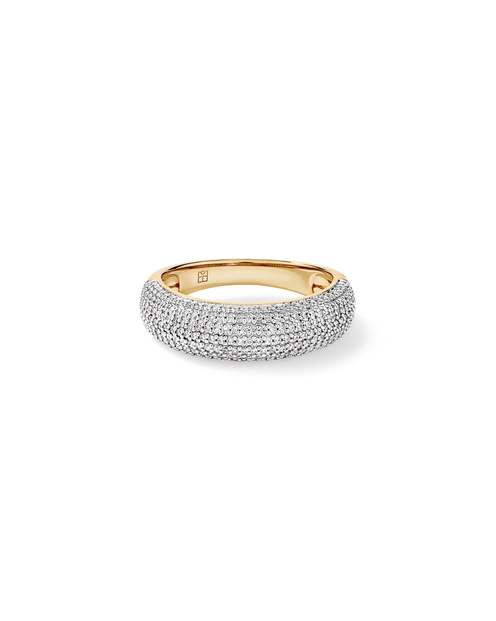 Pav&eacute; Dome Ring with Cubic Zirconia in 18kt Vermeil - 8mm