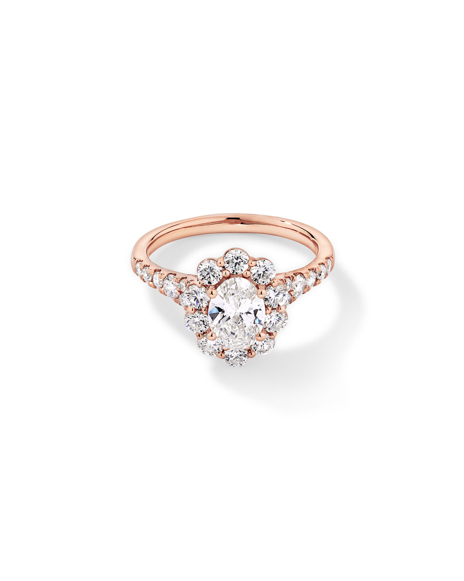 2.15 Carat TW Oval Halo Laboratory-Grown Diamond Ring in 14kt Rose Gold