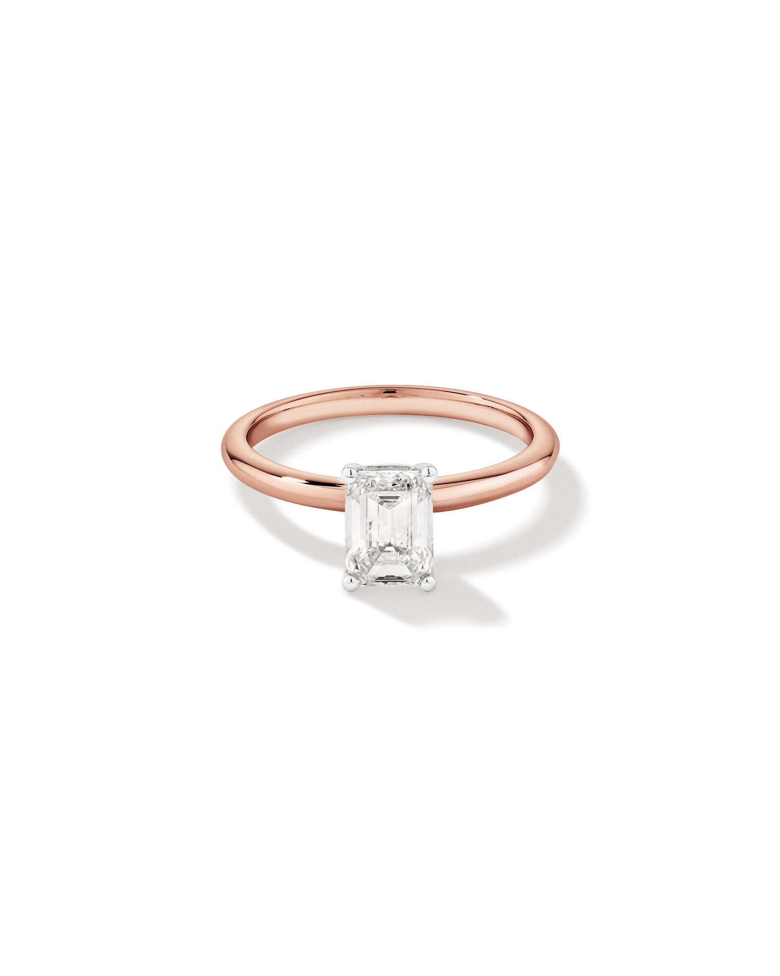 1.25 Carat TW Emerald Cut Laboratory-Grown Diamond Solitaire Engagement Ring In 14kt Rose and White Gold