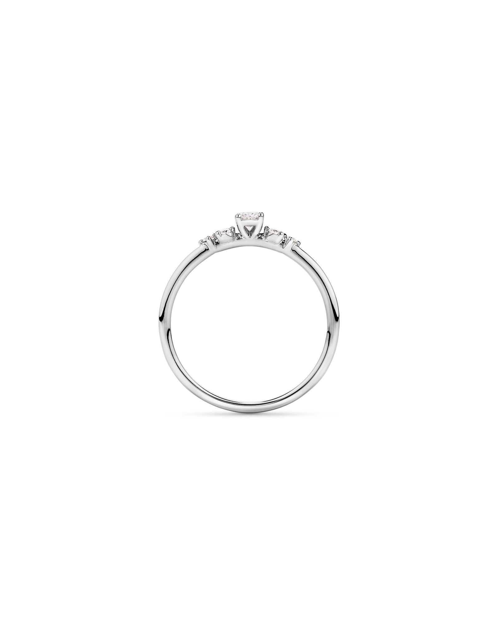 Bague de promesse en or blanc 10 carats avec diamants de laboratoire taille ovale et brillant rond (poids total de 0,20 carat)