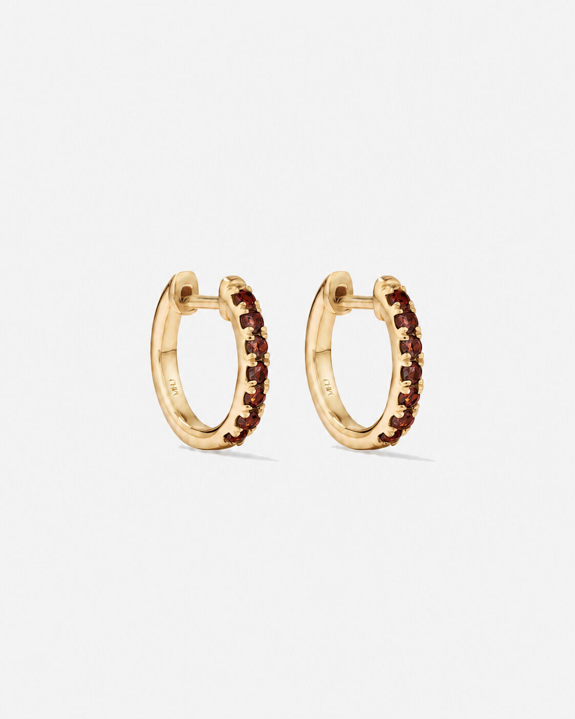 Boucles d'oreilles anneaux Grenat en or jaune 10 ct
