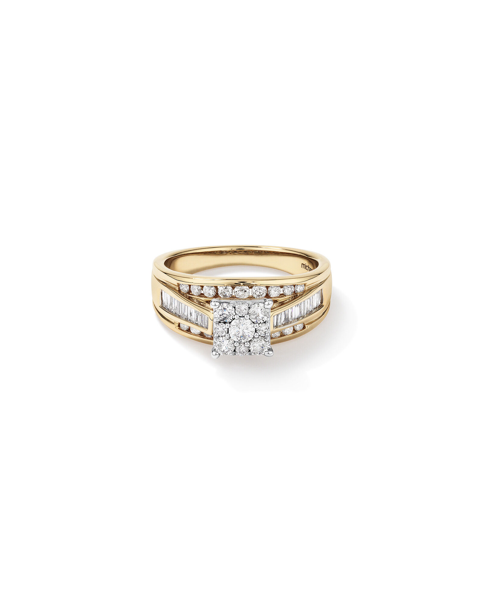 Engagement Ring with 1.00 Carat TW of Diamonds in 14kt White and Yellow Gold
