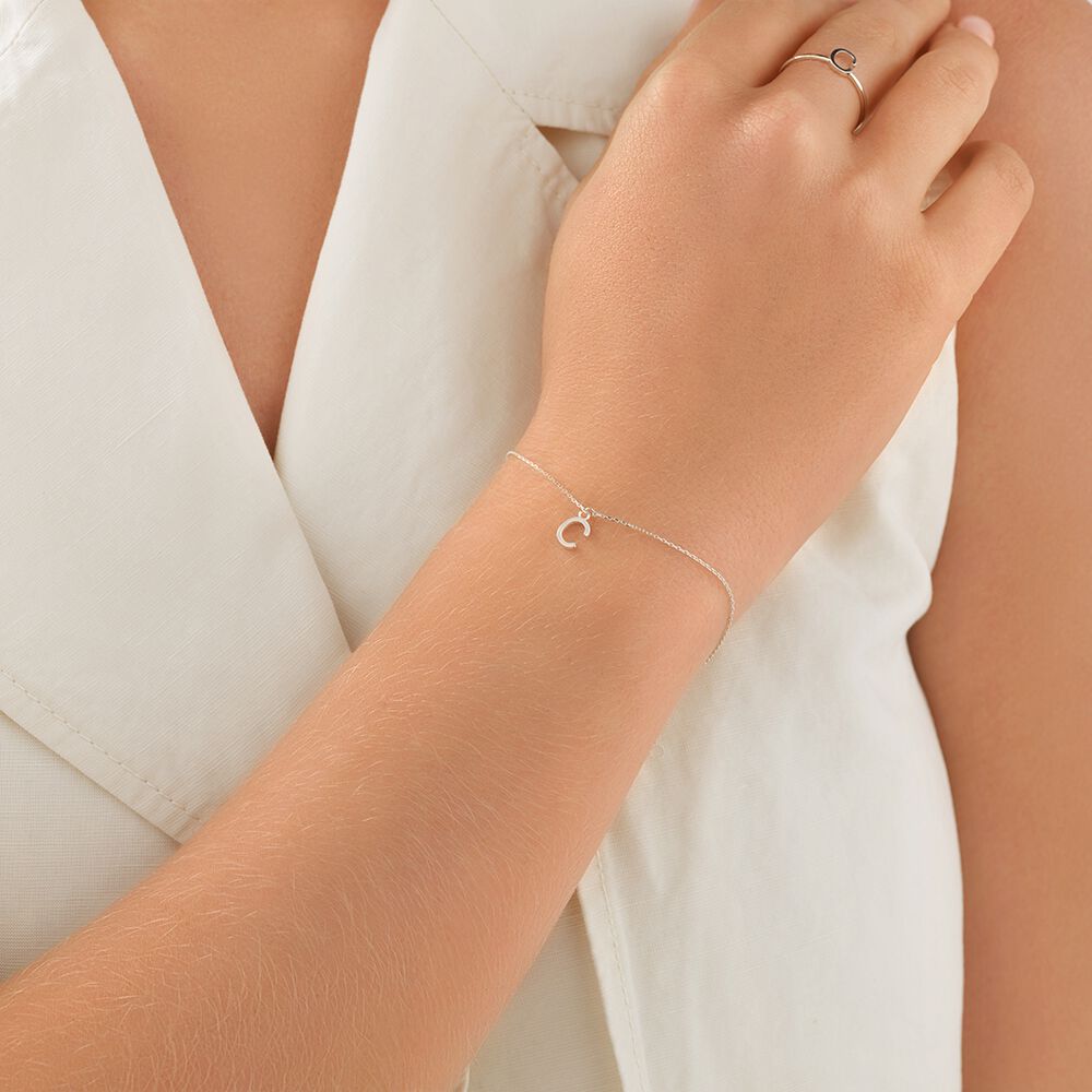 19cm (7.5") C Initial Bracelet in Sterling Silver