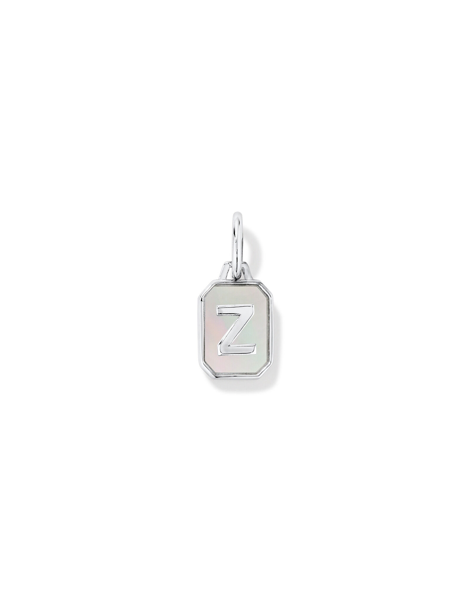 Letter Z Mother of Pearl Initial Pendant in Sterling Silver