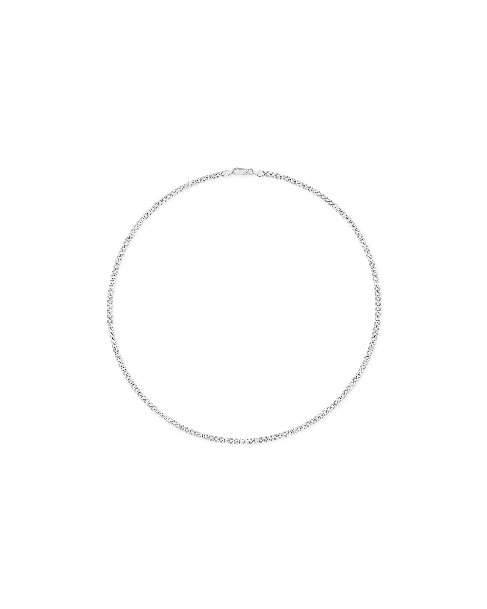 55cm (22") 3.5-4mm Width Fine Curb Chain Necklace in Sterling Silver