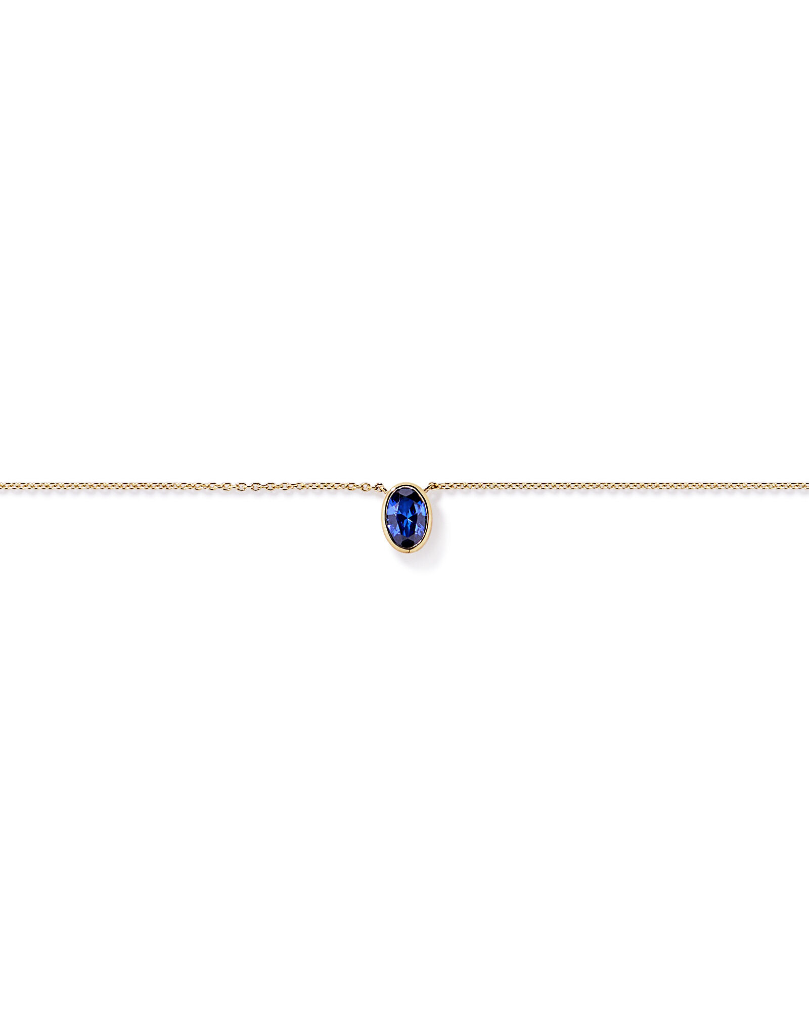 Collier ovale bleu en saphir en or jaune 10 carats