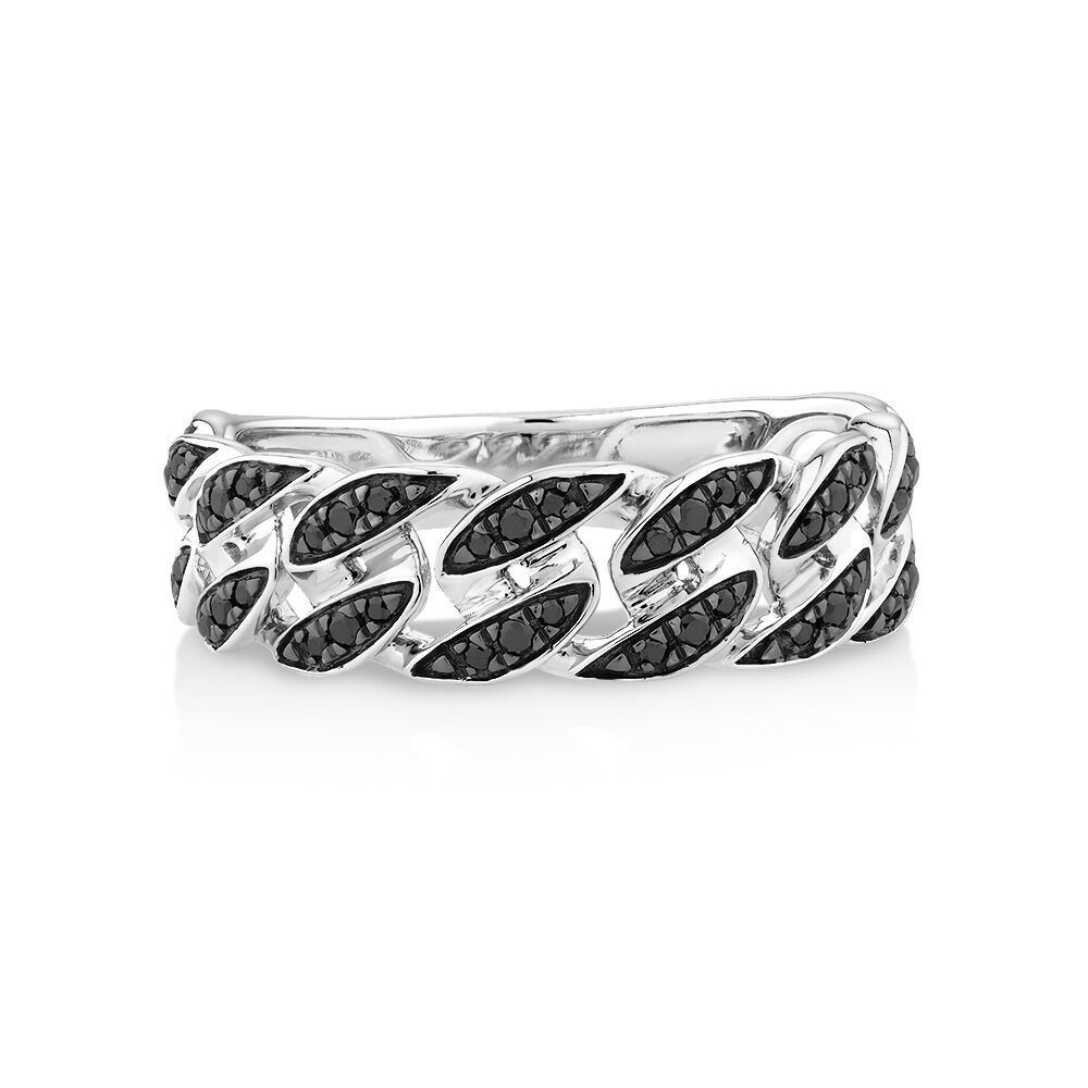 Men's 0.29 Carat TW Black Diamond Chain Link Ring in Sterling Silver