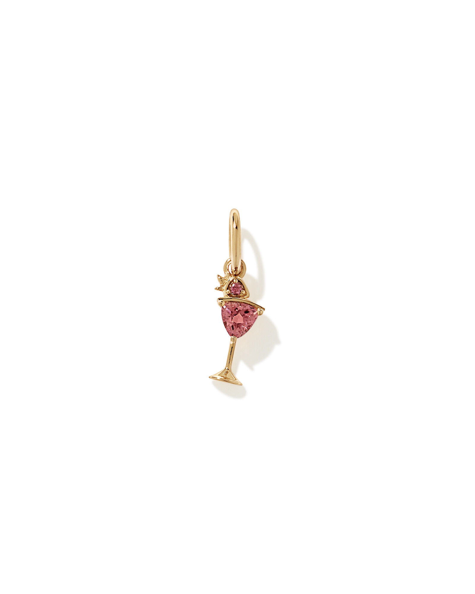 Pendentif cocktail Daiquiri &agrave; la tourmaline rose fraise en Vermeil or 18 carats