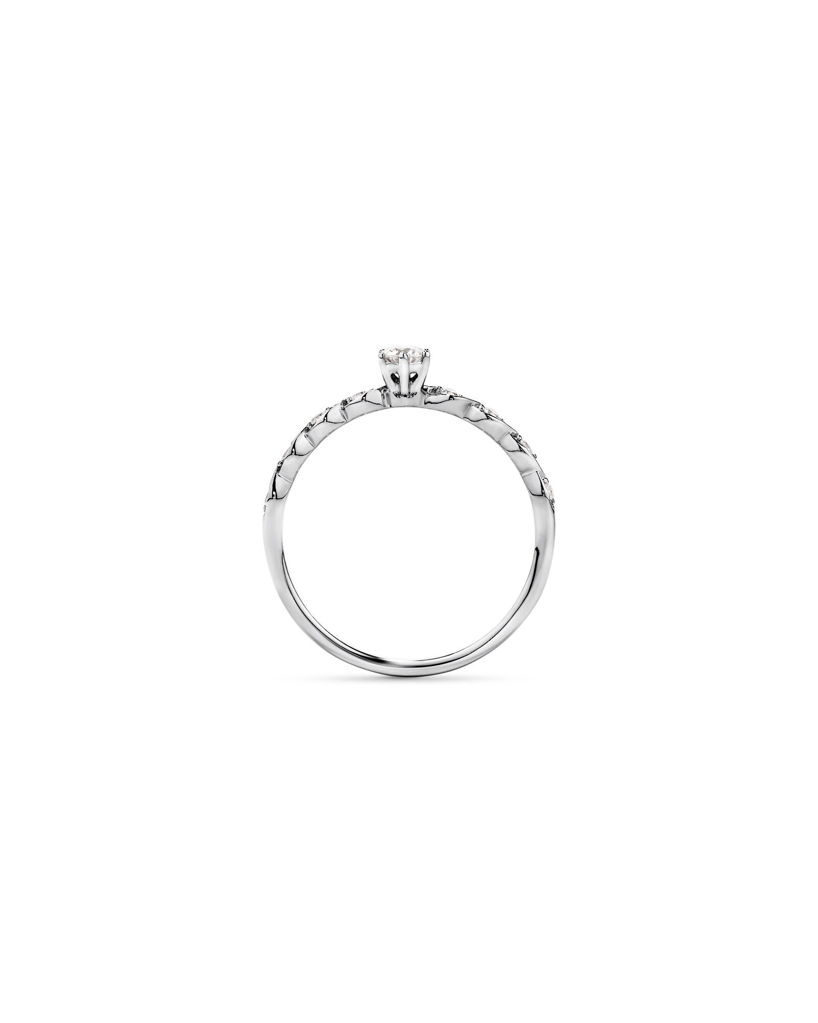 Bague de promesse en or blanc 10 carats avec diamant rond brillant de laboratoire (poids total de 0,17 carat)
