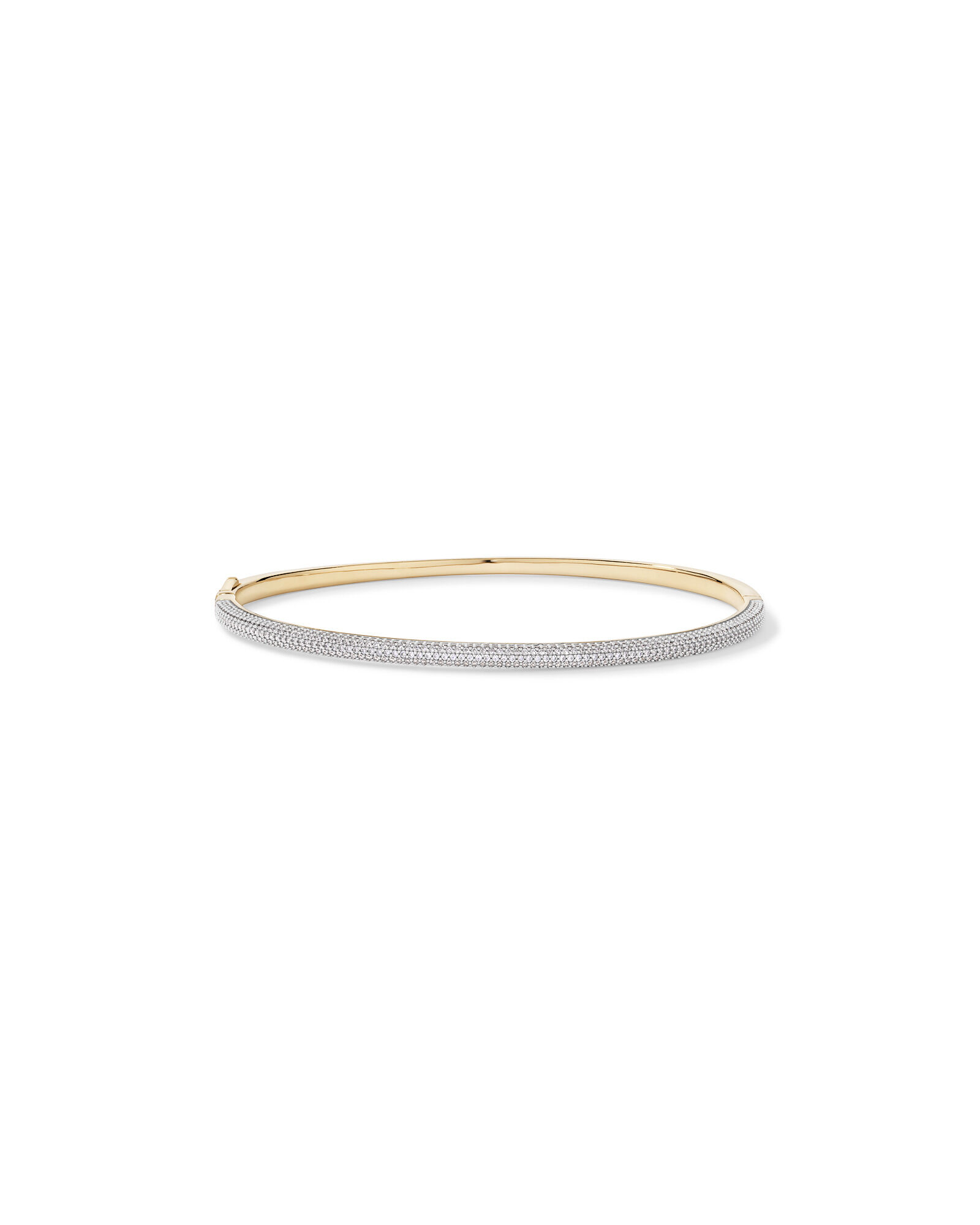 62mm Slim Pav&eacute; Hinged Bangle with Cubic Zirconia in 18kt Vermeil