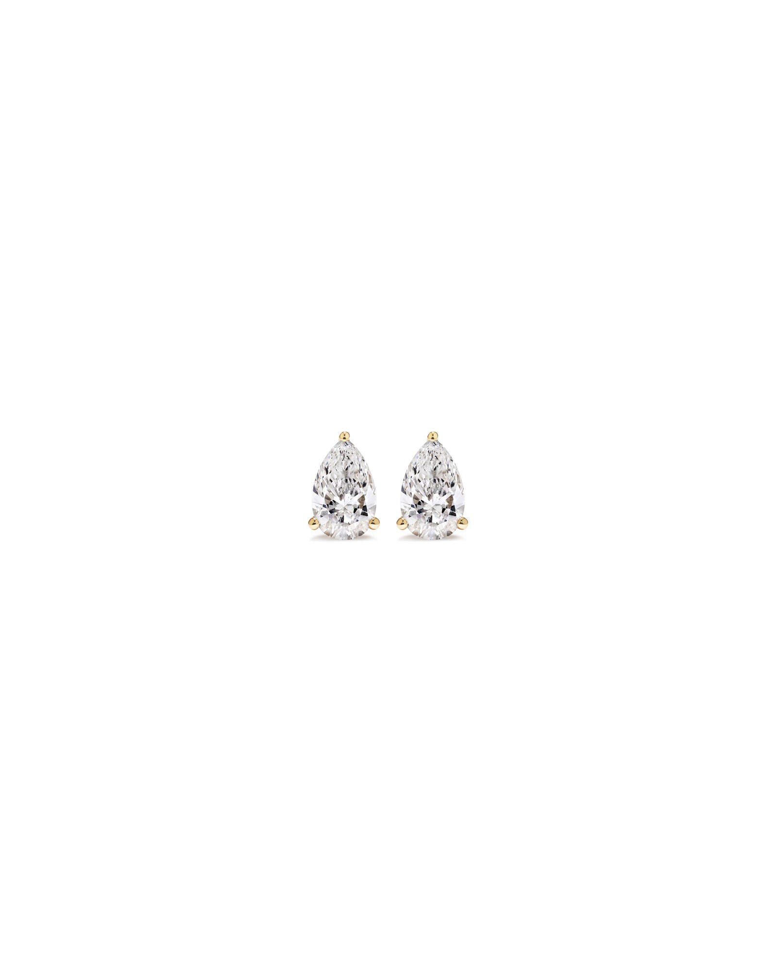 1.00 Carat TW Pear Cut Laboratory-Grown Diamond Solitaire Stud Earrings in 10kt Yellow Gold