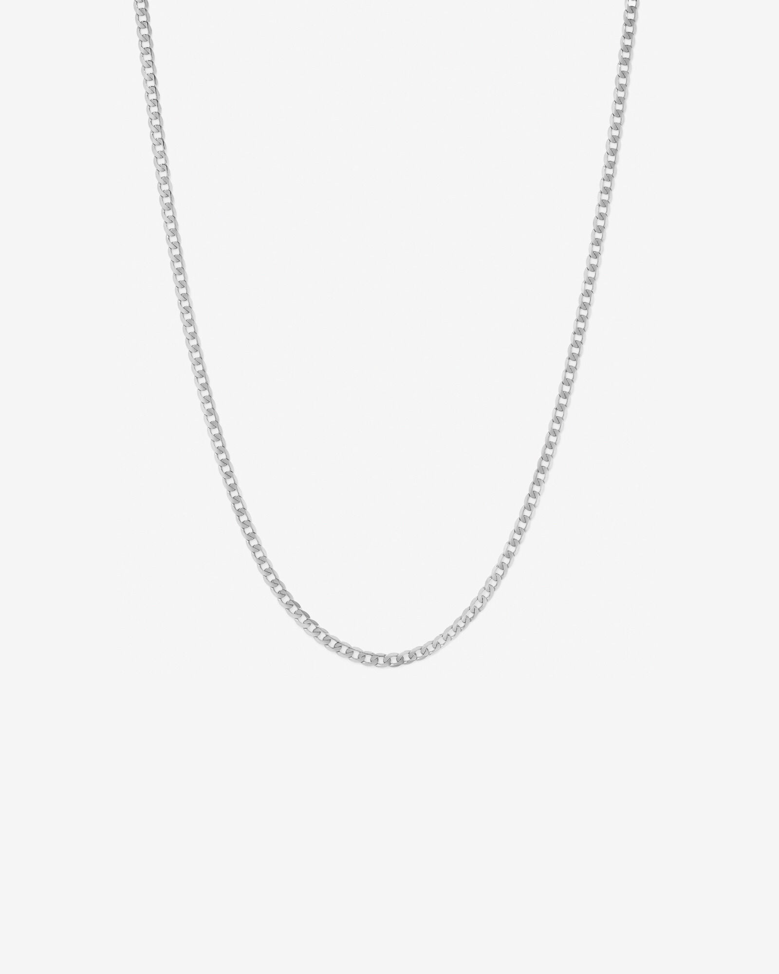 45cm (22") 4mm-4.5mm Width Curb Chain in 10kt White Gold