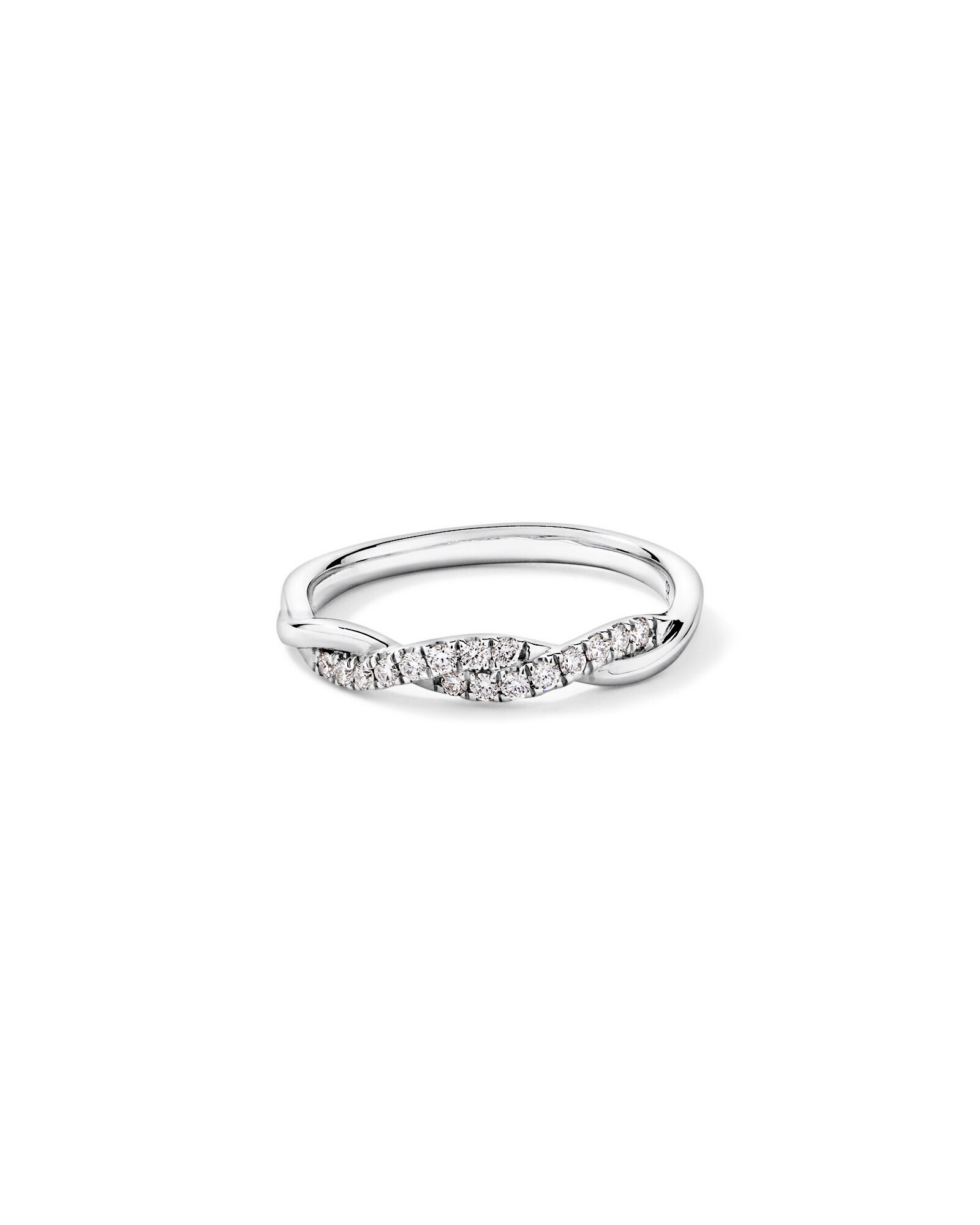0.16TW Round Brilliant Laboratory-Grown Diamond Twist Wedding Ring in 14kt White Gold