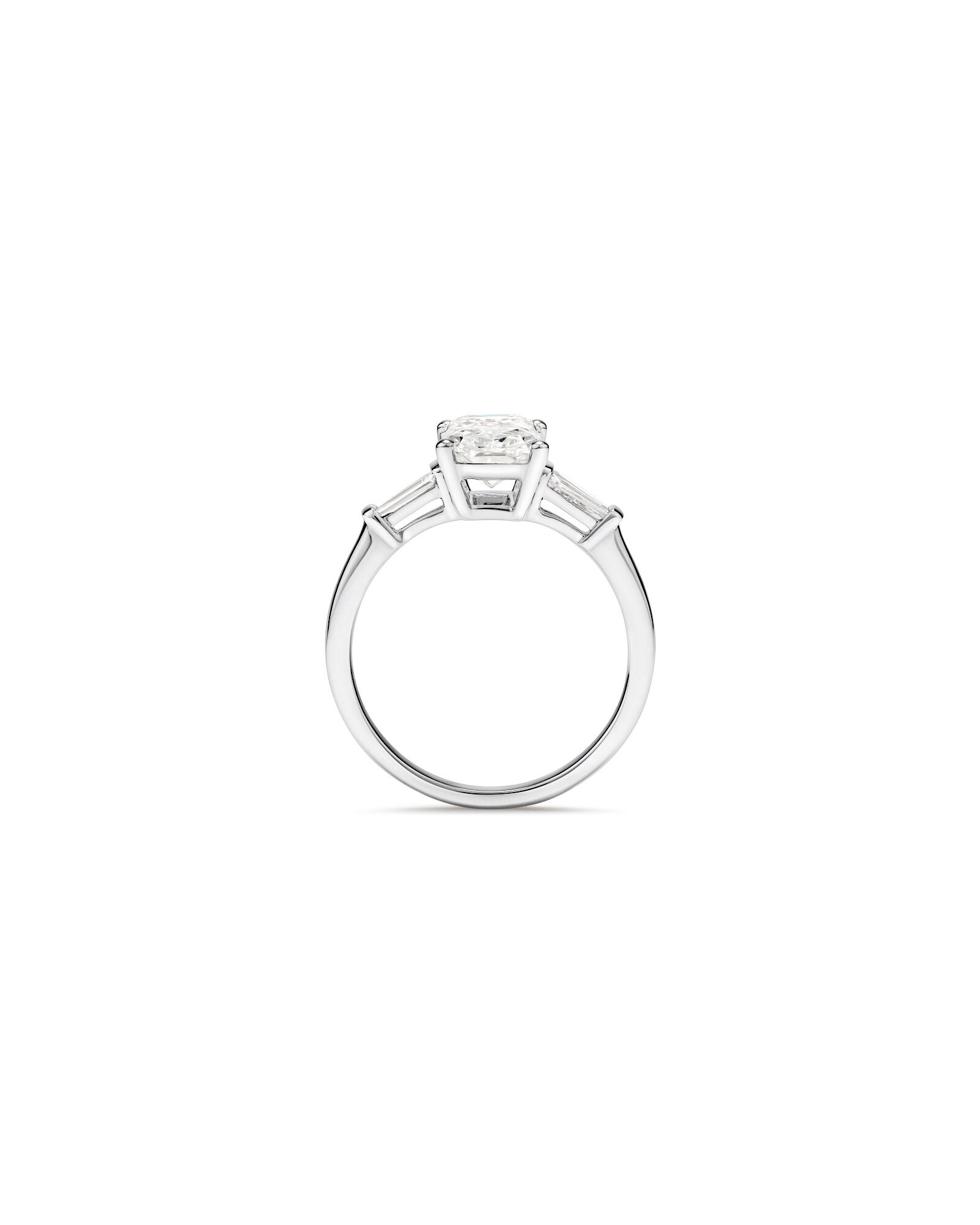 2.25 Carat TW Three Stone Radiant and Baguette Laboratory-Grown Diamond Engagement Ring in 14kt White Gold