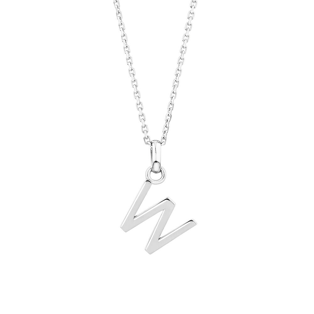 "W" Initial Pendant in Sterling Silver