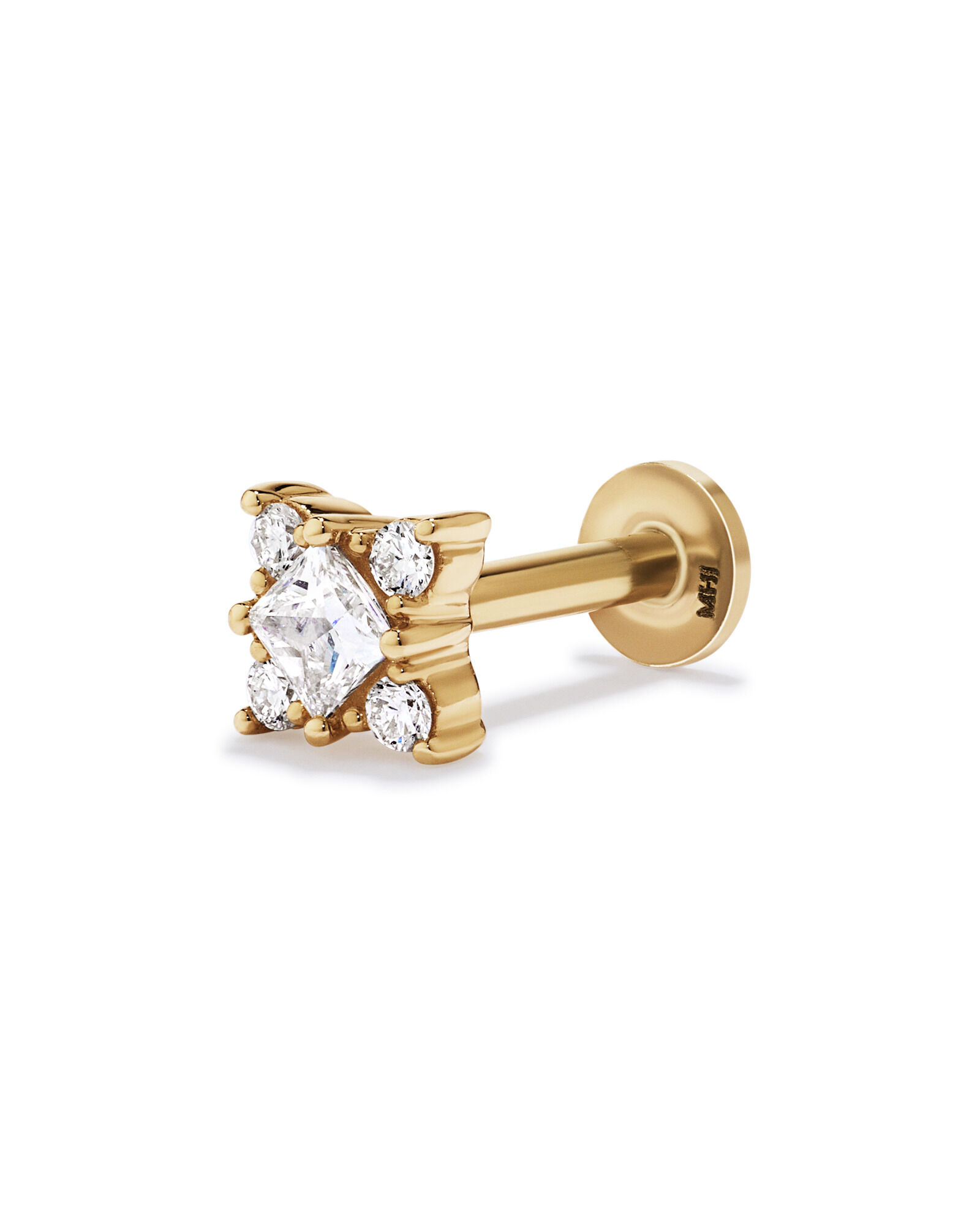 0.11TW Lab Diamond Princess Cut Helix Stud in 10kt Gold