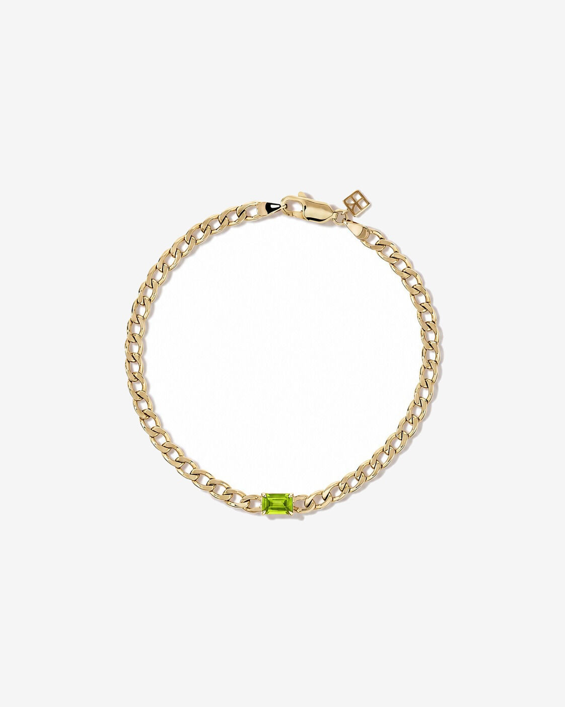 Bracelet gourmette P&eacute;ridot en or jaune 10 ct