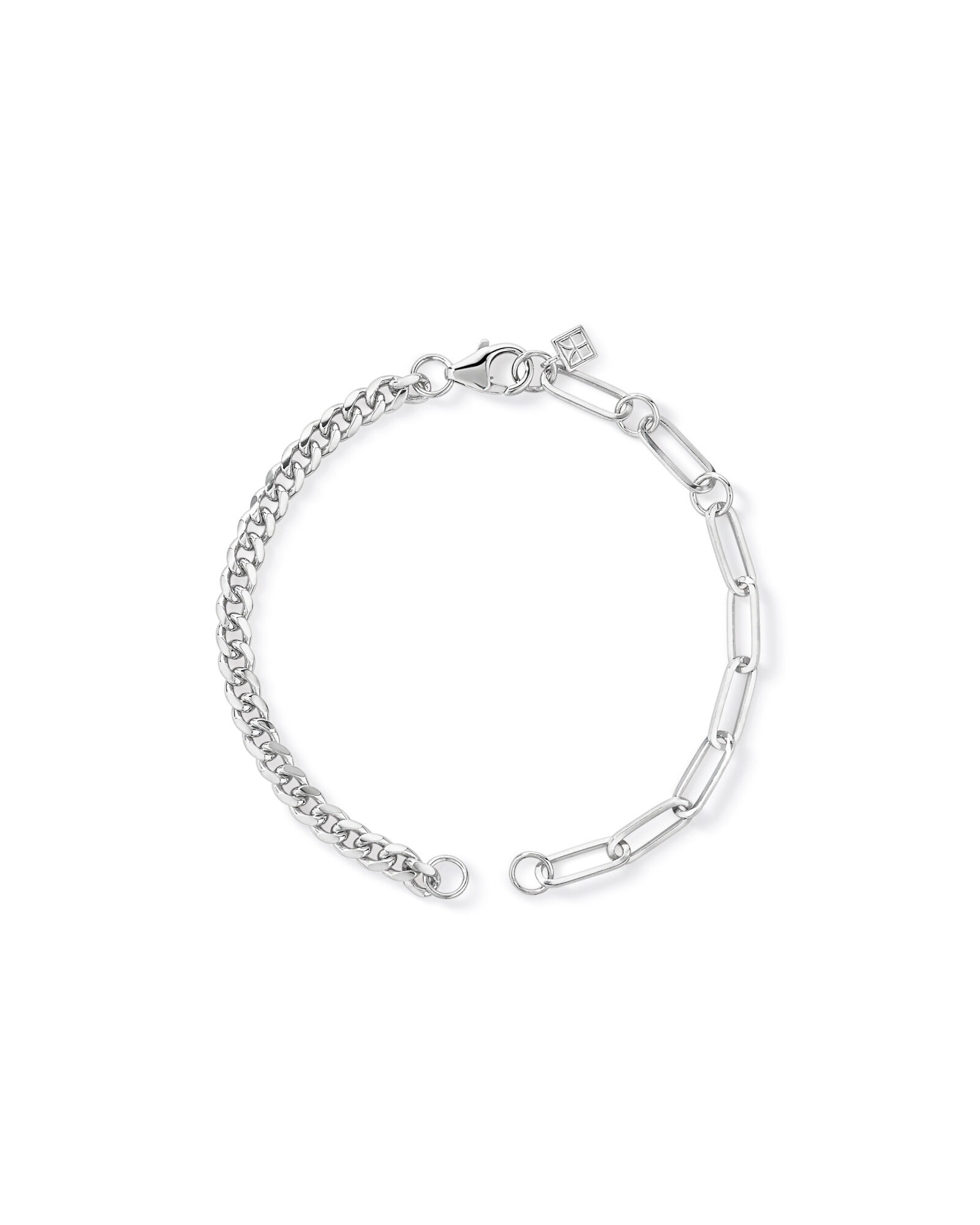 Paperclip and Curb Link Bracelet in Sterling Silver