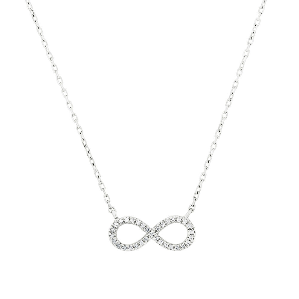 Infinity Necklace with Diamonds in Sterling Silver