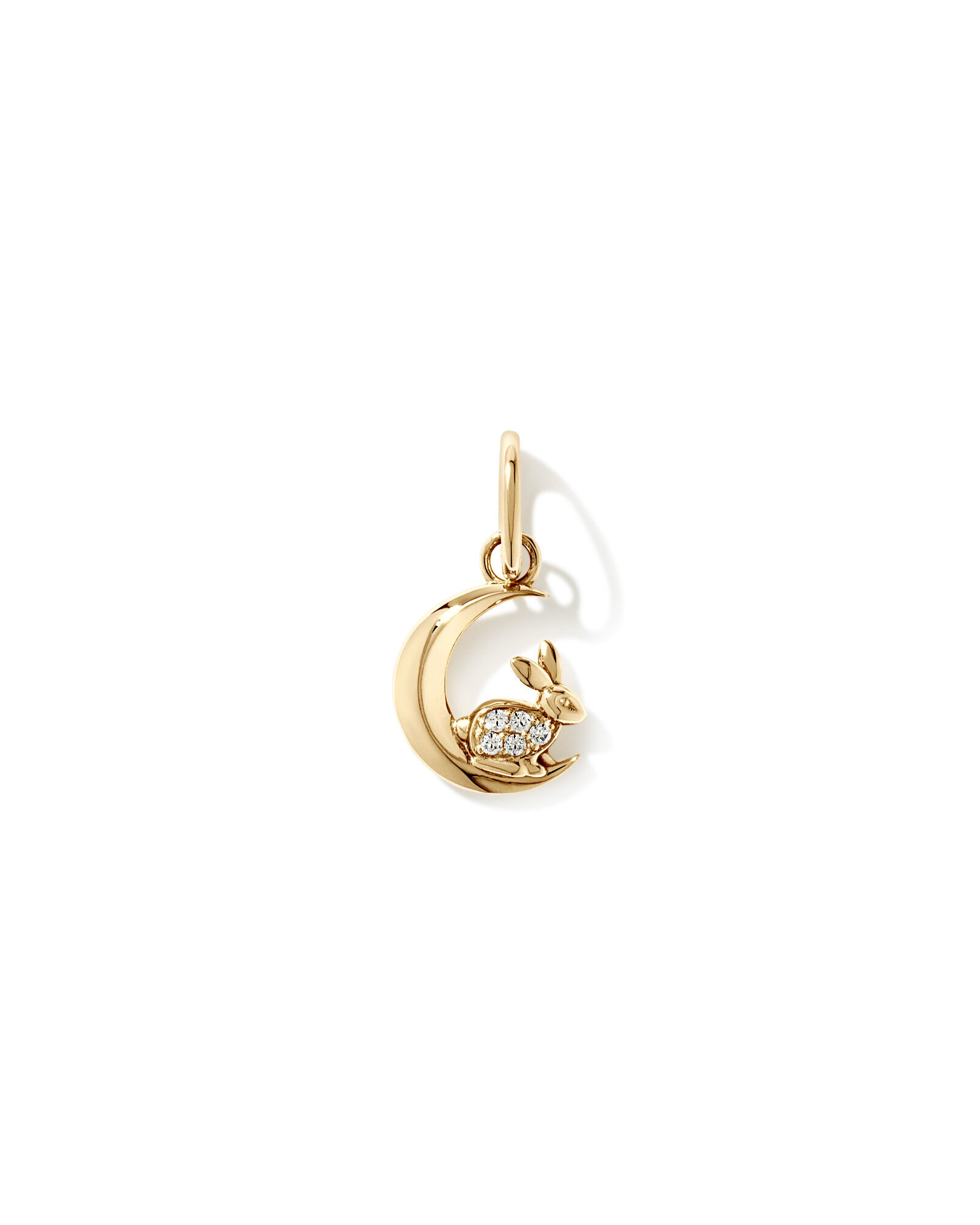 Pendentif Lapin de Lune avec zirconie cubique en or 10 carats