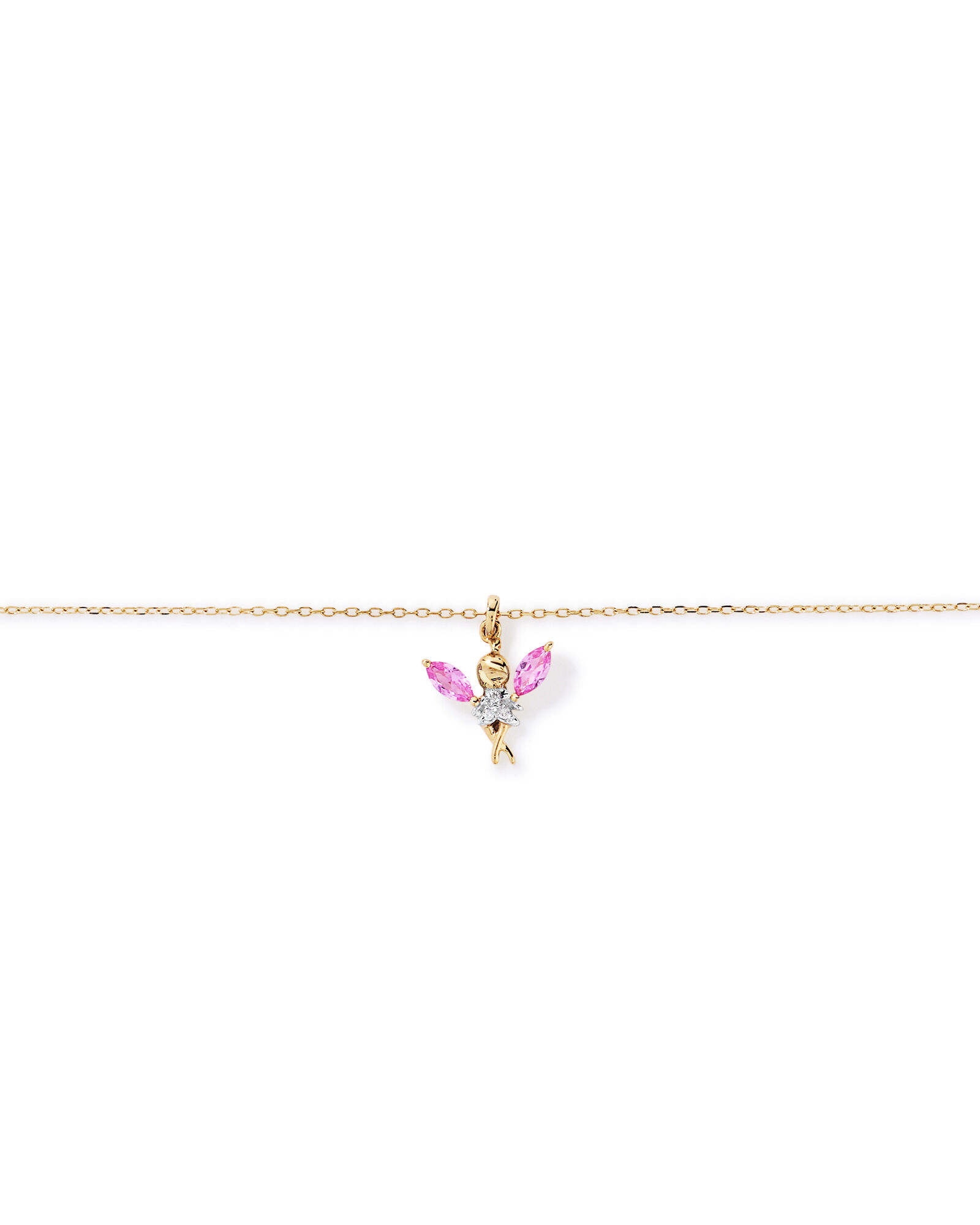 Children's Fairy Pendant with Pink Cubic Zirconia in 10kt Yellow Gold